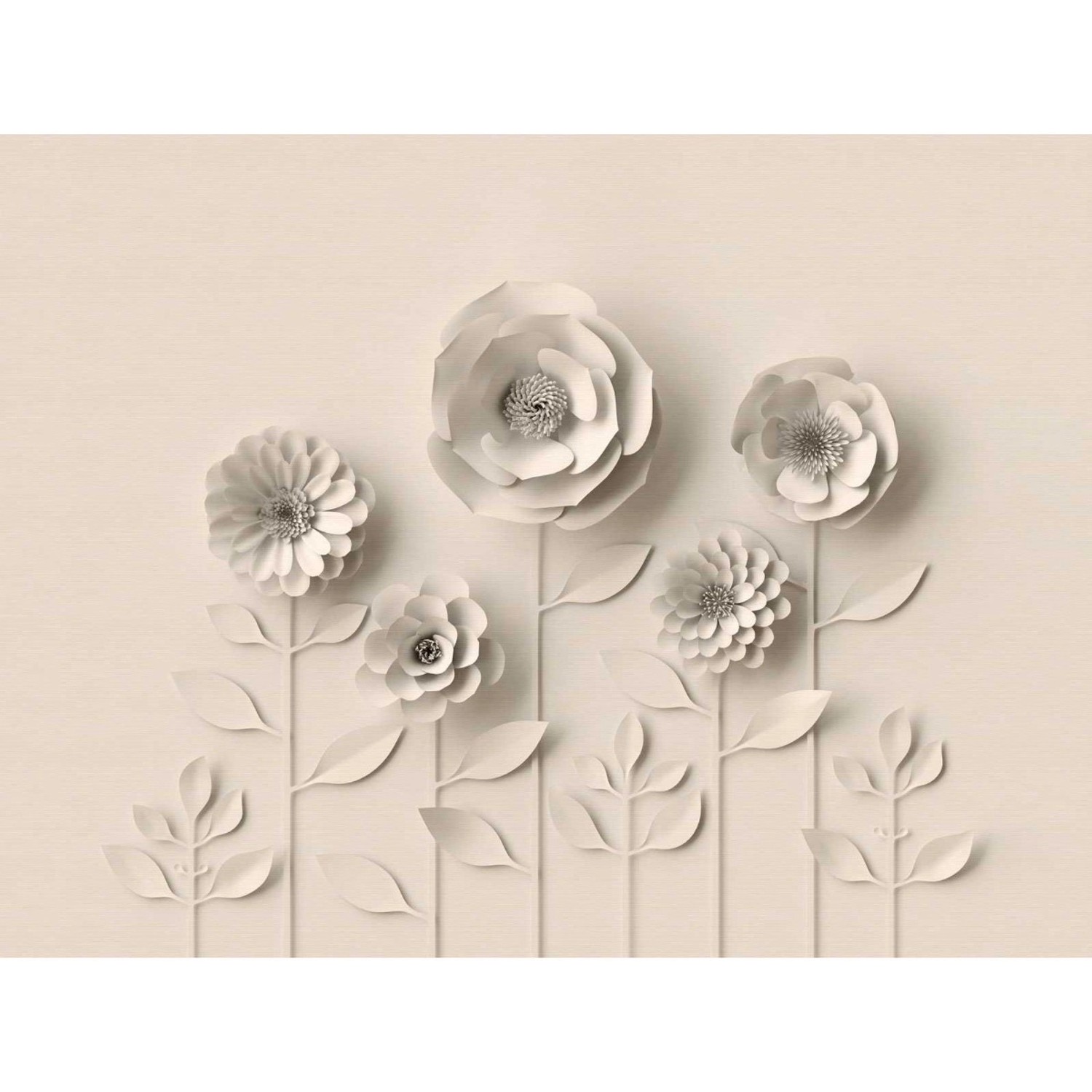 Bricoflor Origami Tapete Mit Blumen Weiße Vliestapete In 3D Optik Für Schlafzimmer Und Babyzimmer Fototapete Mit Blumen Motiv