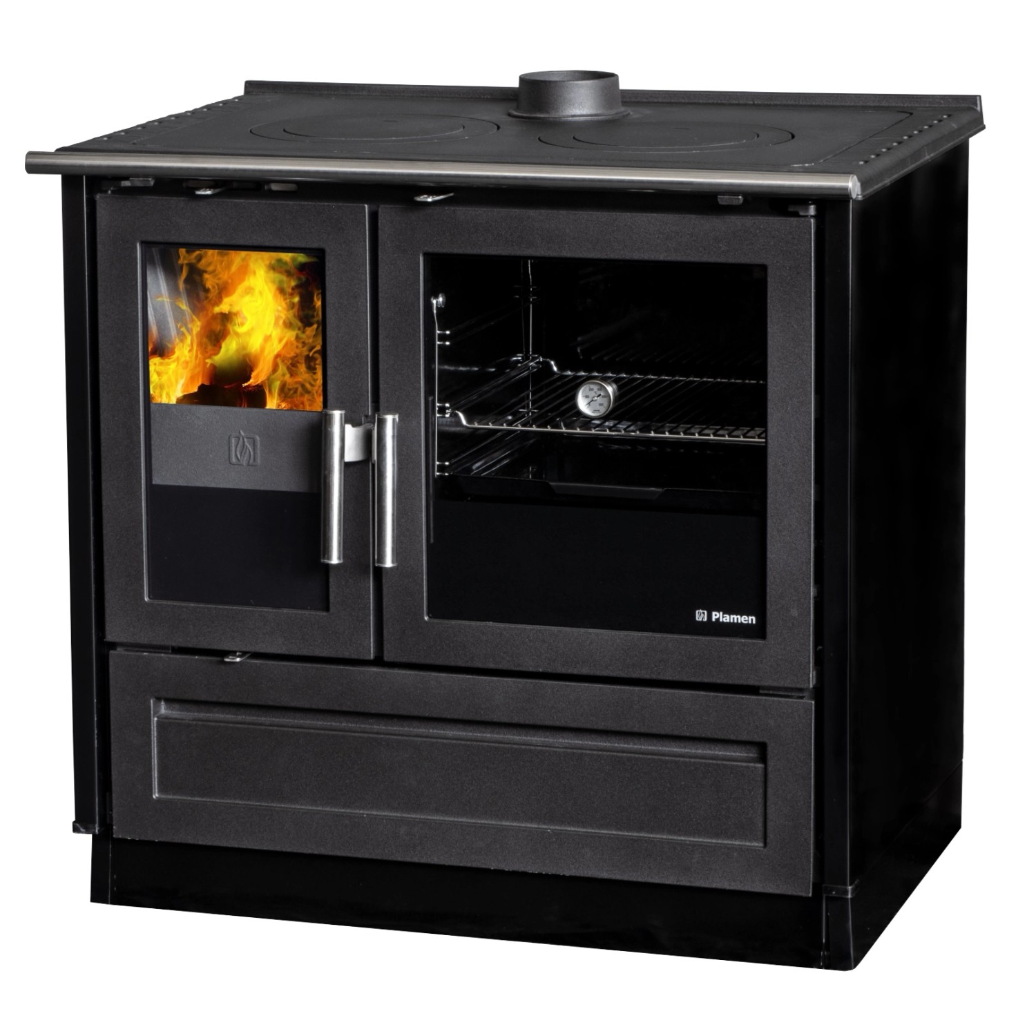 Plamen Küchenofen Holzherd Modell 910 Schwarz mit 9 kW