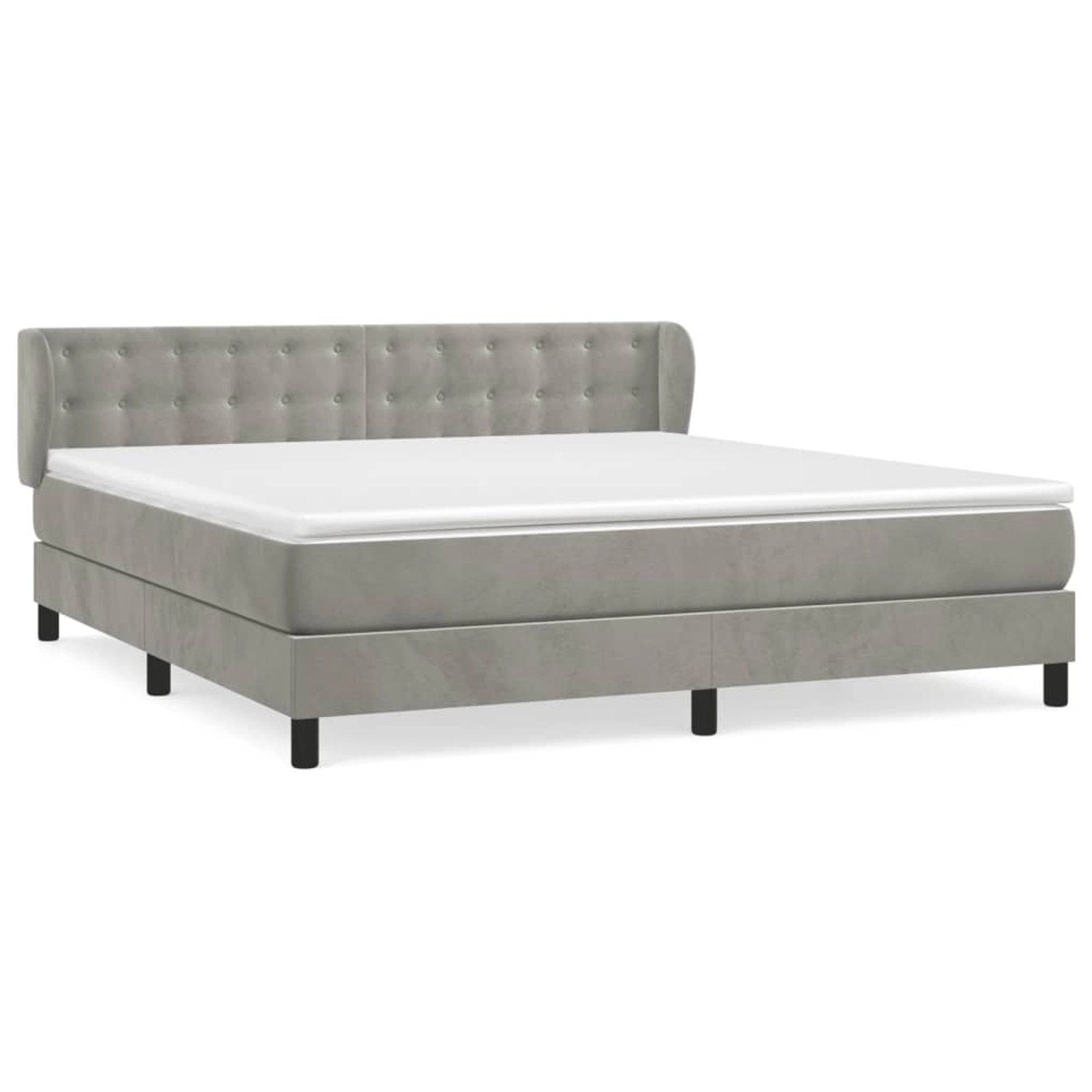 vidaXL Boxspringbett mit Matratze Hellgrau 180x200 cm Samt1394476