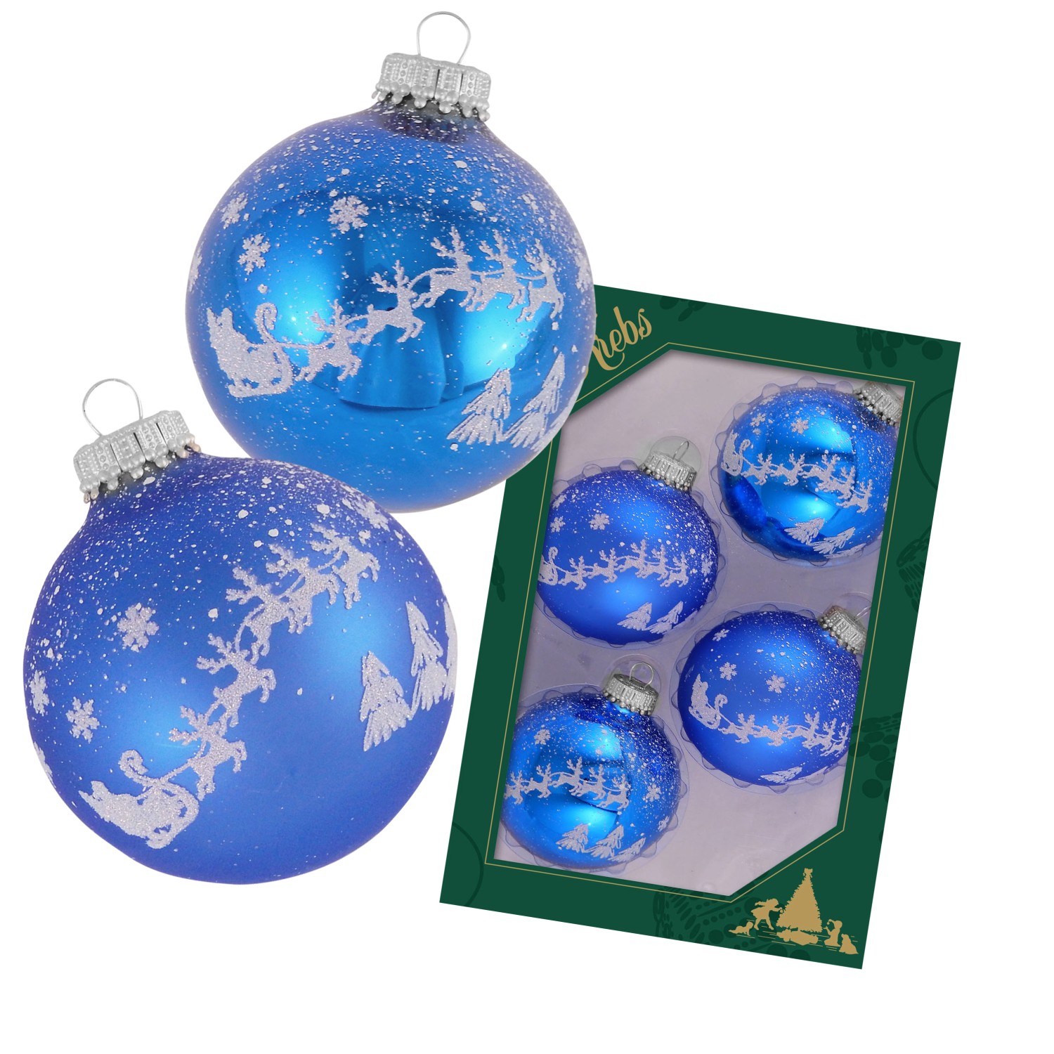 Krebs Glas Lauscha Weihnachtsbaumkugel Santa 4er-Set 7cm