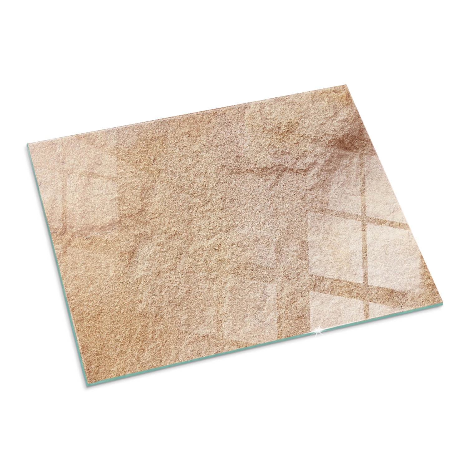 Tulup Glasplatte für Kamin Natursteinstruktur Glasplatte unter Kaminöfen Rechteck 80x60 cm Beige Glasplatte für Kamin Vorlegeplatte für Kaminöfen