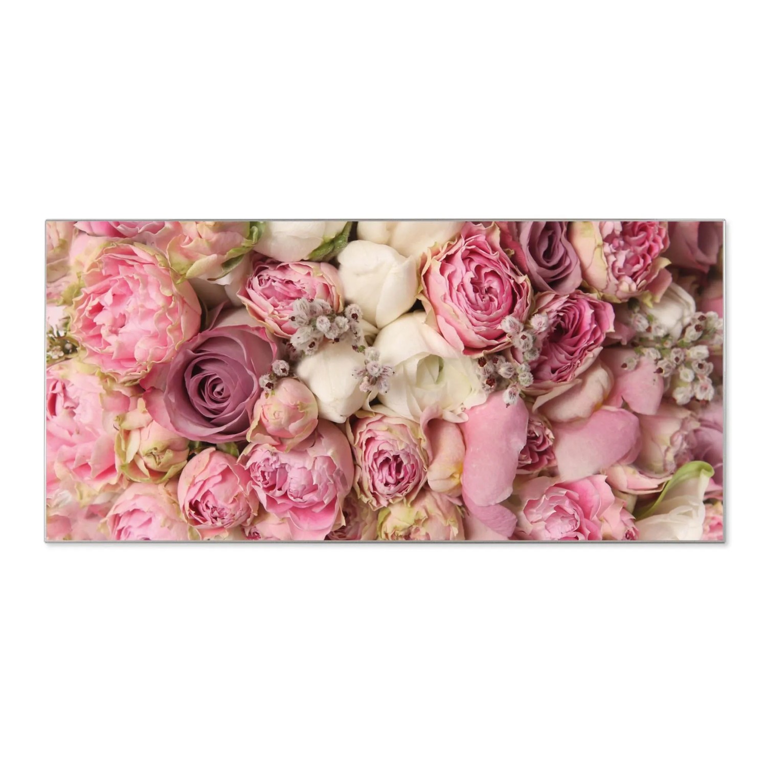 Banjado Magnettafel 78x37cm Magnetwand Silber Aus Metall Magnetpinnwand Pinnwand Inkl. 4 Magnete Motiv Strauss Rosen