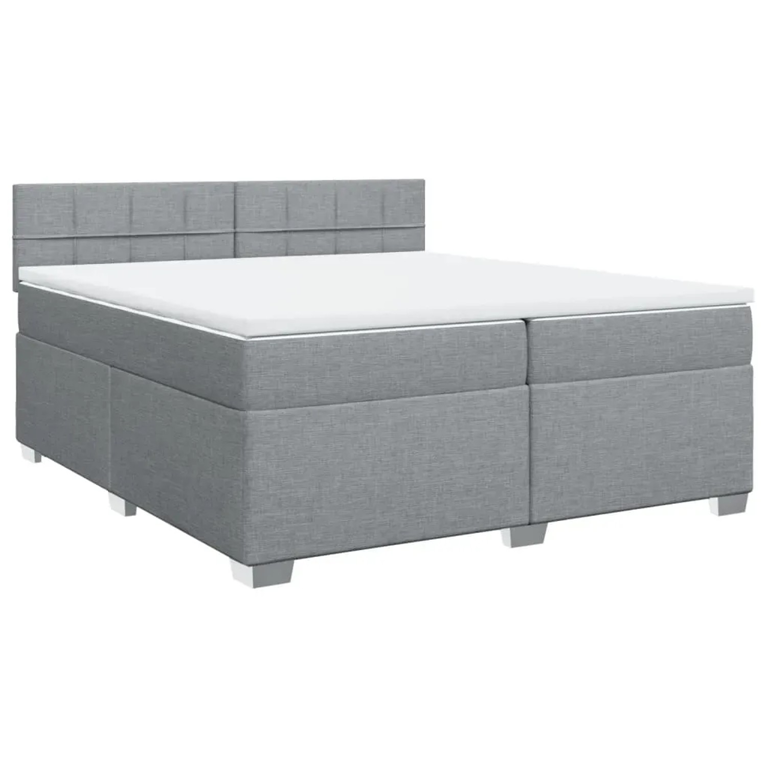 vidaXL Boxspringbett mit Matratze Hellgrau 200x200 cm Stoff2102026