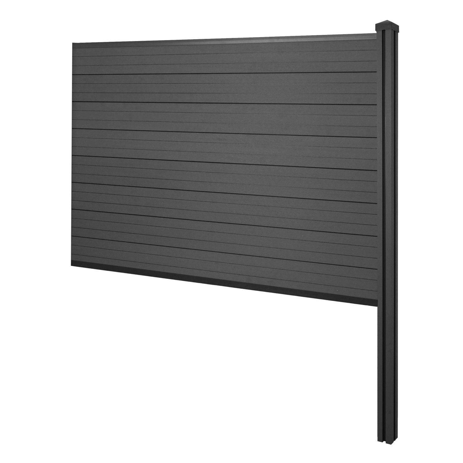 MCW WPC-Sichtschutz Savoie Zaun Windschutz WPC-Pfosten Zum Einbetonieren - Erweiterungselement 188cm Anthrazit