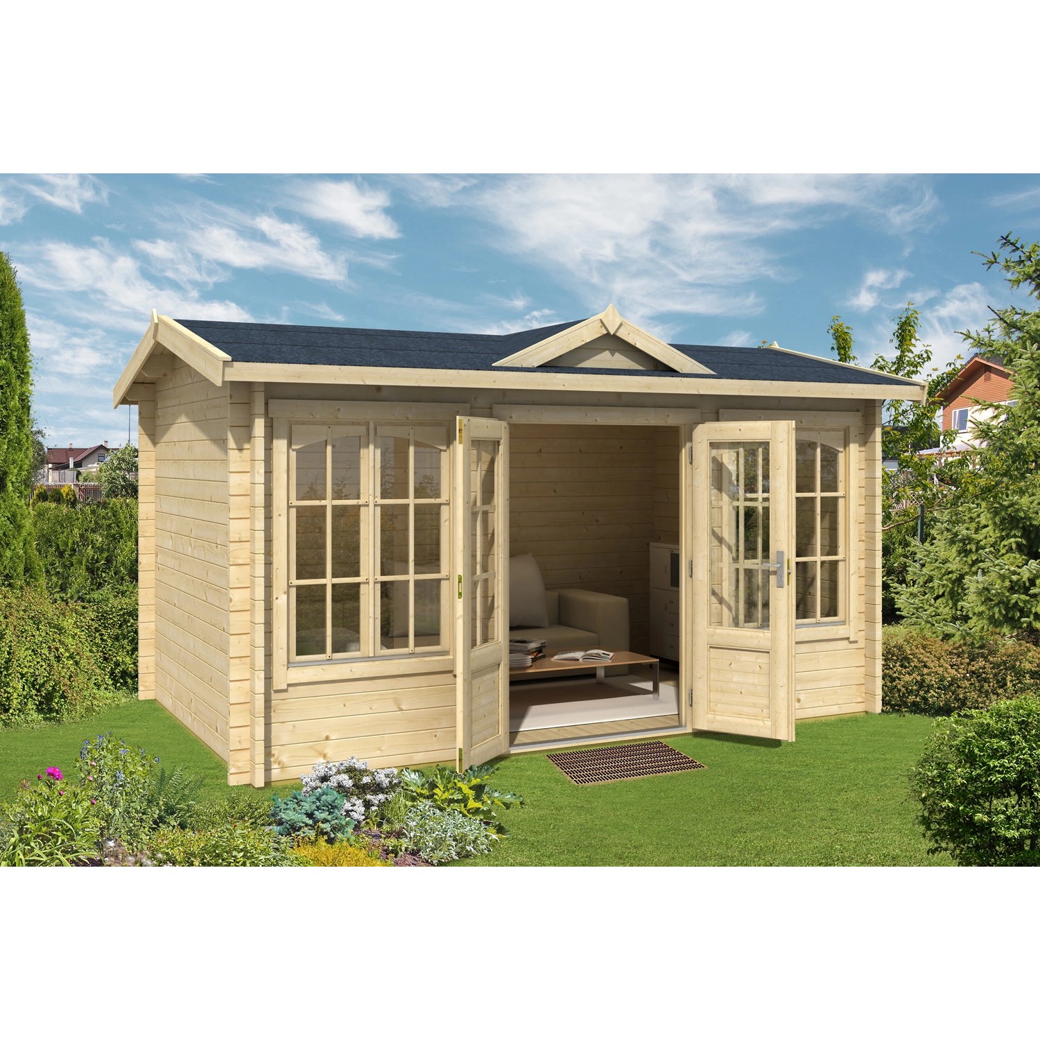 Lasita Maja Gartenhaus Kensington Natur 400 cm x 250 cm