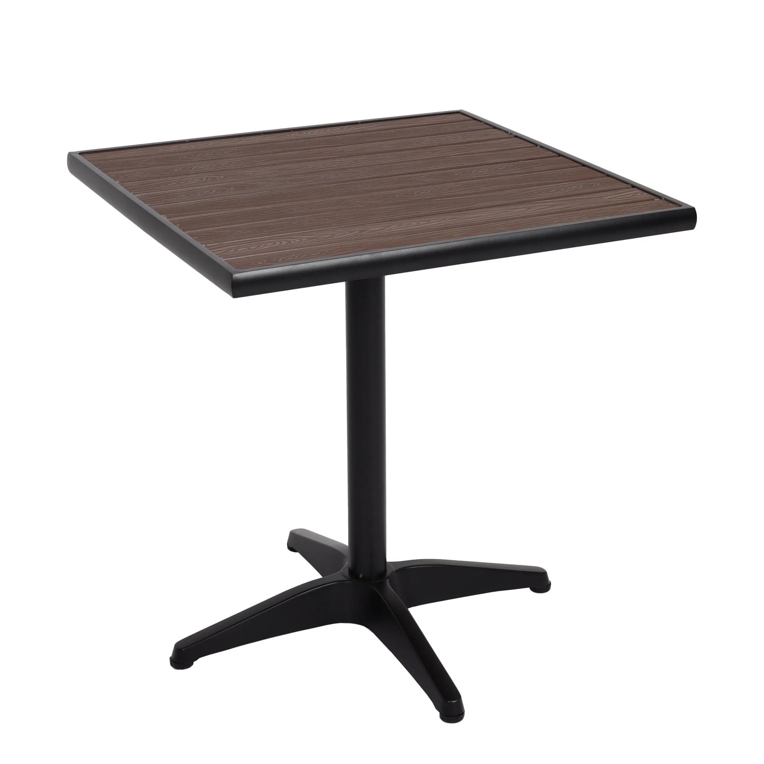 Proregal Gartentisch HxBxT 74x70x70 cm Gastronomie Outdoor-Beschichtung Alu Holzoptik Schwarz Dunkelbraun Balkontisch Bistrotisch