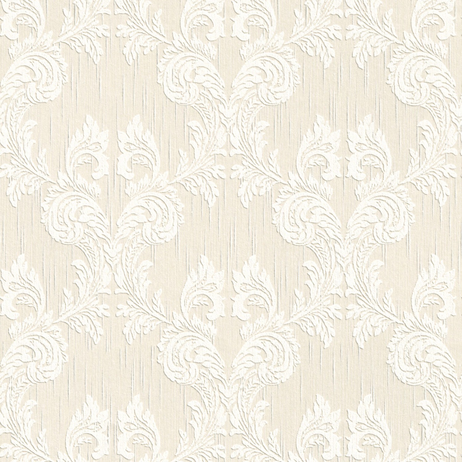 Bricoflor Helle Tapete Elegant Barock Textiltapete Creme Weiß Ideal für Schlafzimmer und Wohnzimmer Edle Textil Vliestapete mit Ornament