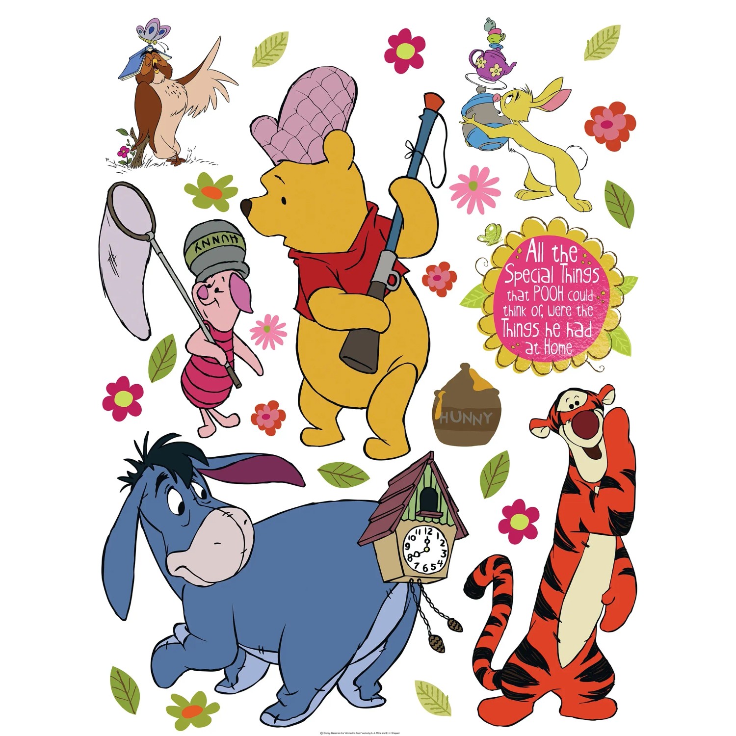 Disney Wandtattoo Pu Der Bär Gelb Blau Orange und Rosa 65 x 85 cm 600199