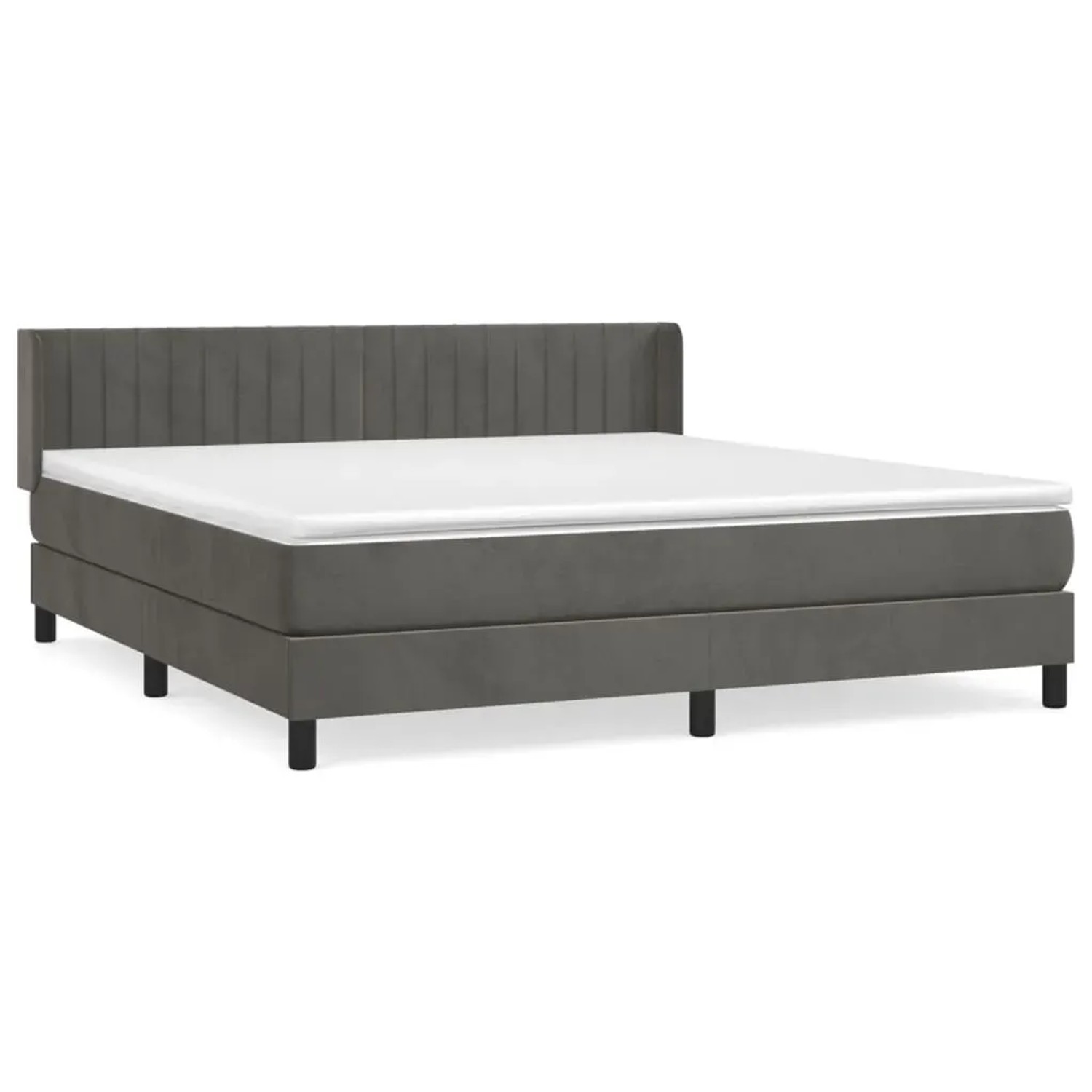 vidaXL Boxspringbett mit Matratze Dunkelgrau 180x200 cm Samt1390343