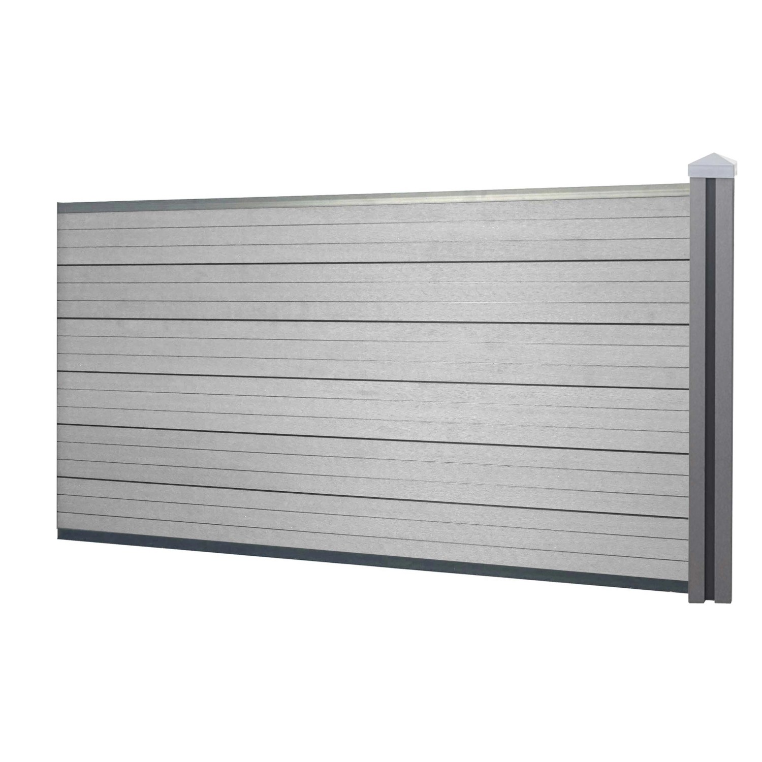 MCW WPC-Sichtschutz Savoie Windschutz Zaun WPC-Pfosten - Erweiterungselement Niedrig 1,88m Grau