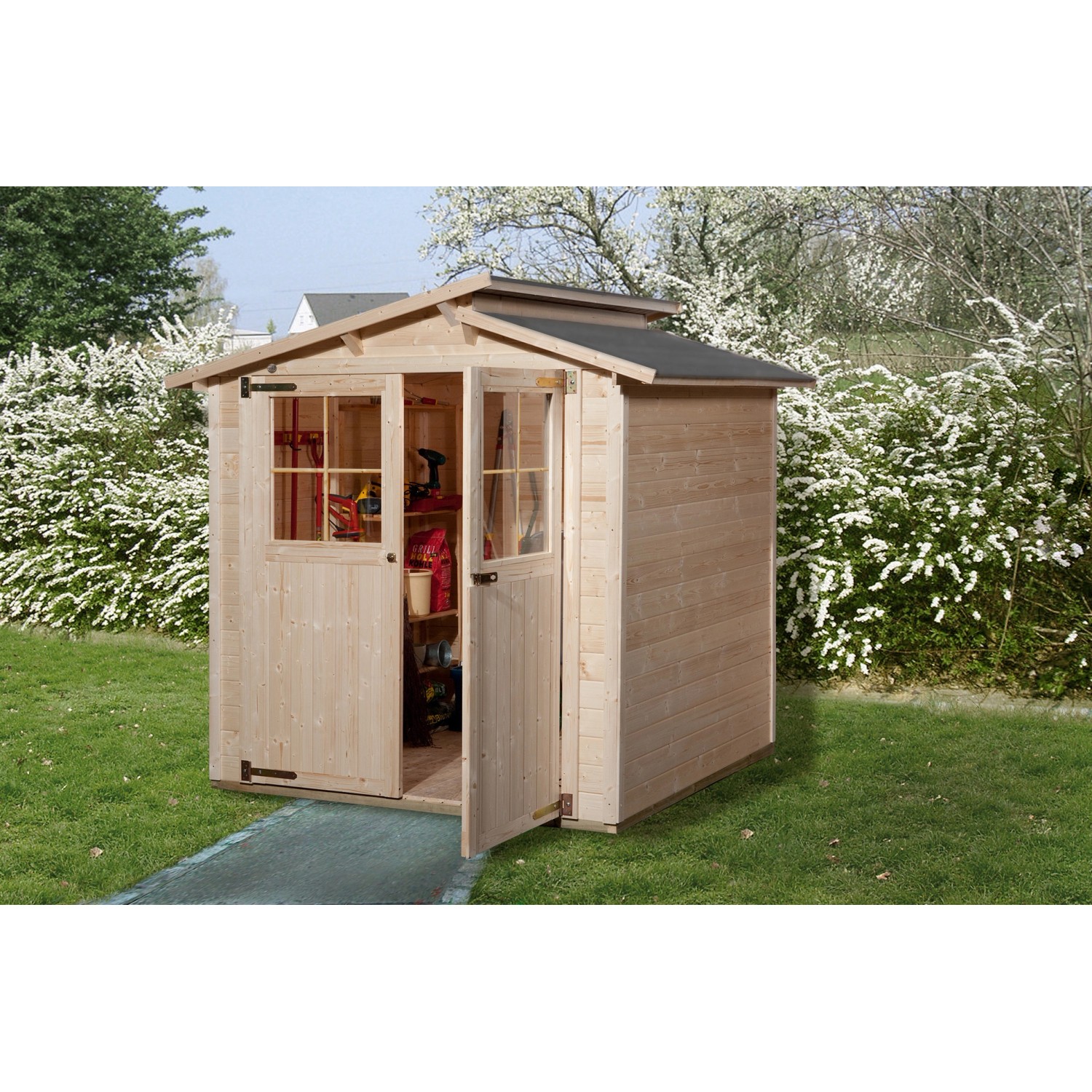 Weka Holz-Gartenhaus Gartenhaus 323 Versetztes Satteldach Unbehandelt 171 cm