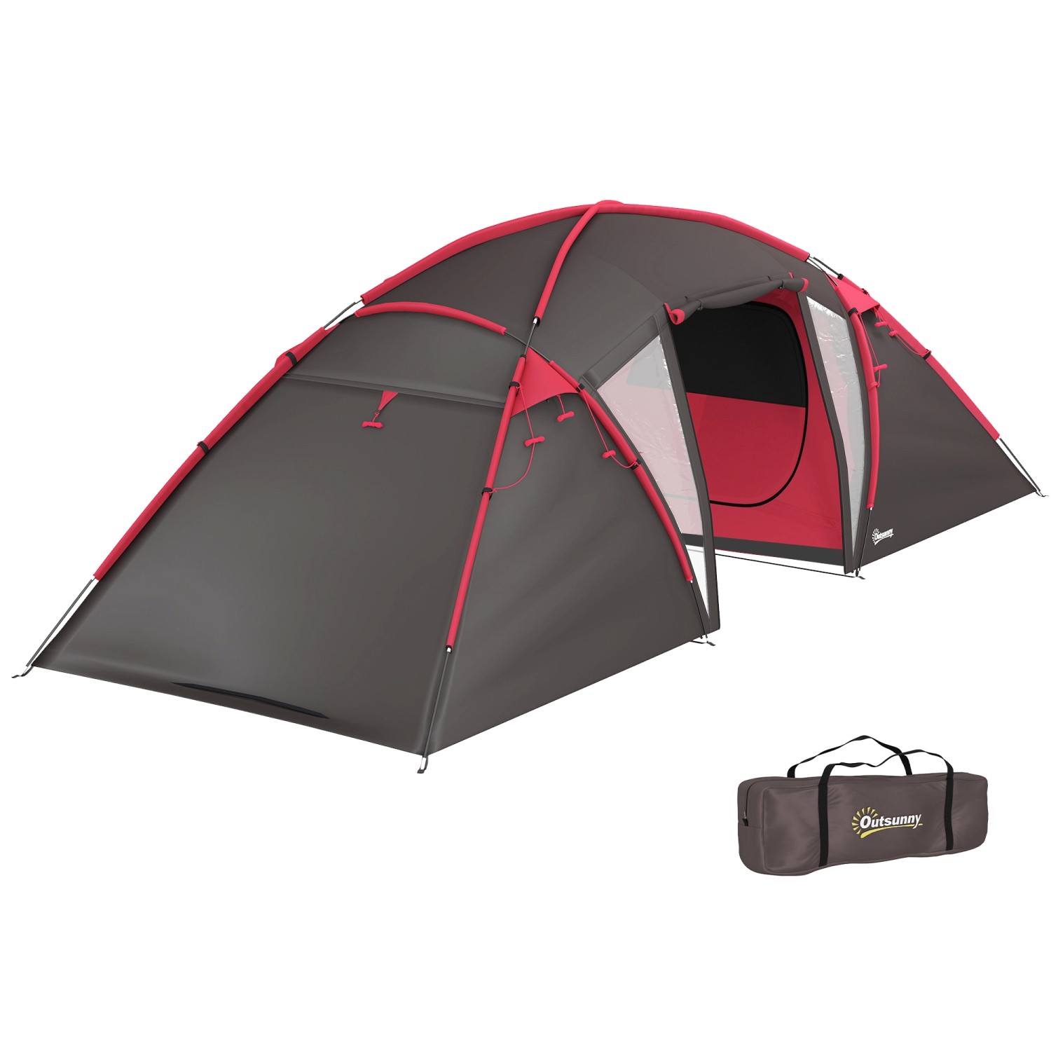Outsunny Campingzelt Polyester Kunststoff Grau 615L x 235B x 195H cm