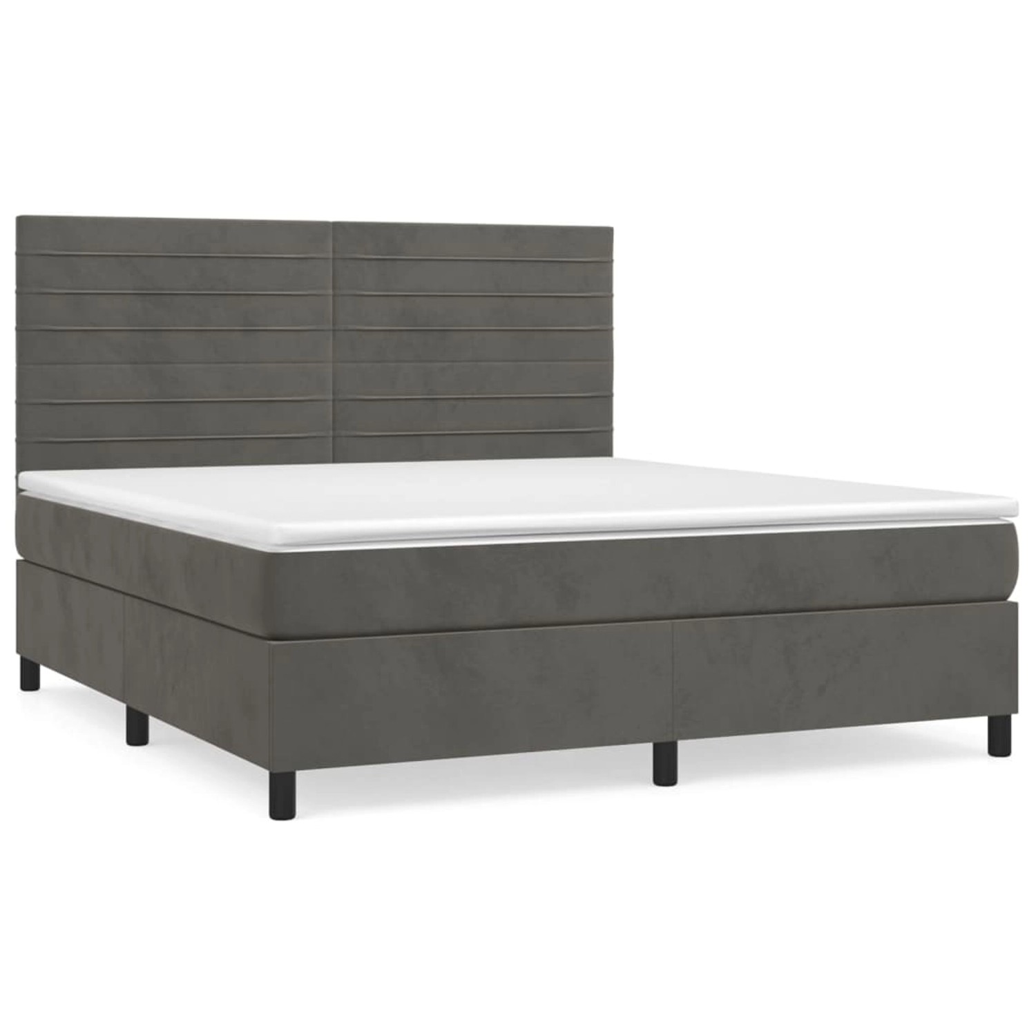 vidaXL Boxspringbett mit Matratze Dunkelgrau 180x200 cm Samt1537934