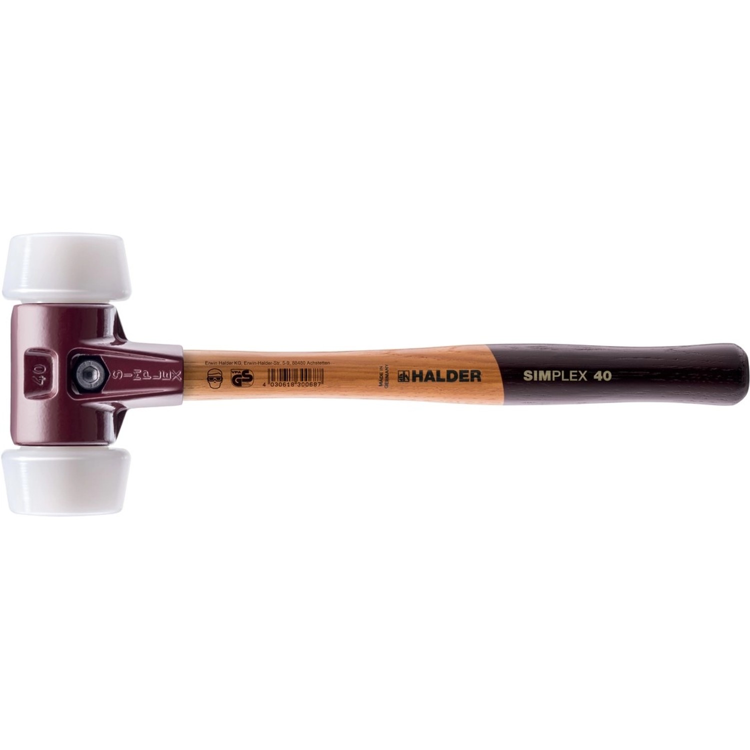 Halder Simplex Schonhammer Ø 50 40 mm Superplastik mit Tempergussgehäuse