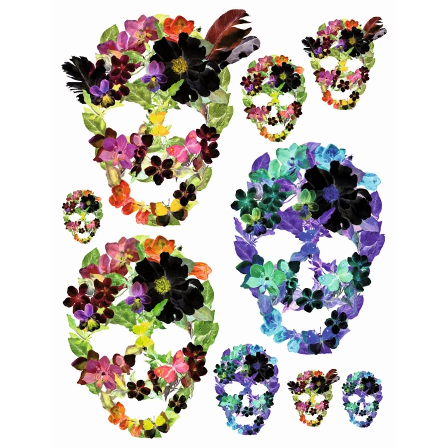 Sanders & Sanders Wandtattoo Gesichter Lila Grün und Rosa 65 x 85 cm 600277