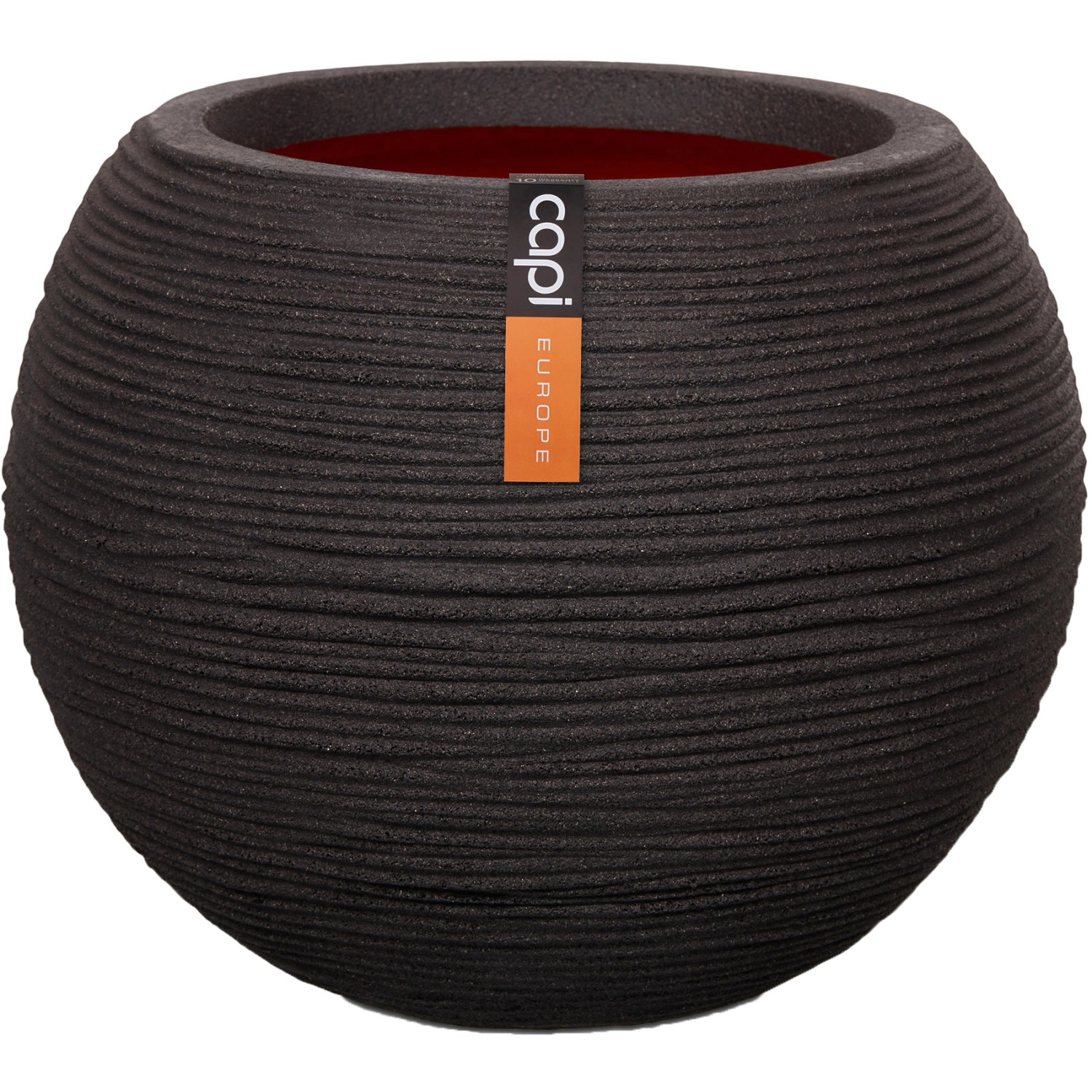 Capi Pflanztopf Nature Rib Kugel niedrig Riffel Ø 40 cm x 32 cm Schwarz