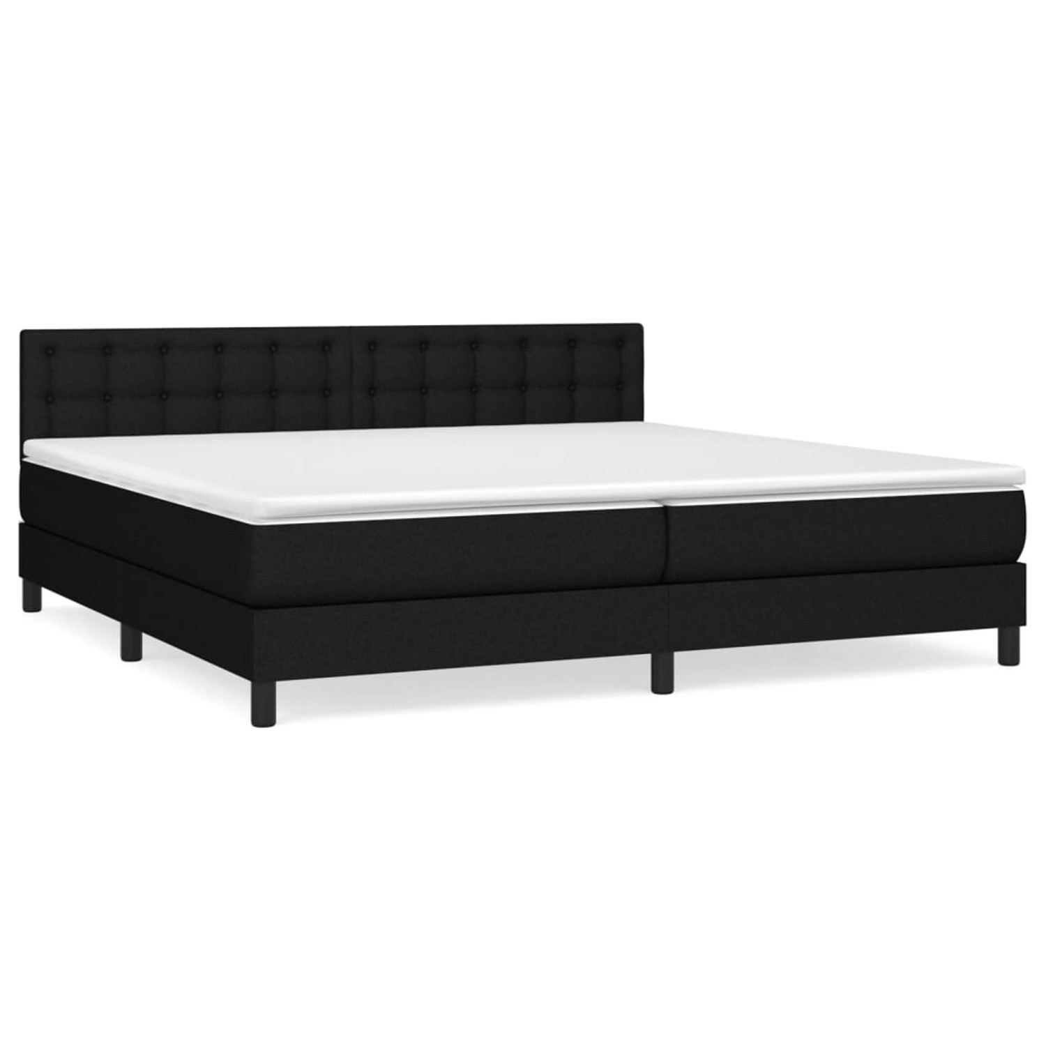 vidaXL Boxspringbett mit Matratze Schwarz 200x200 cm Stoff1395488