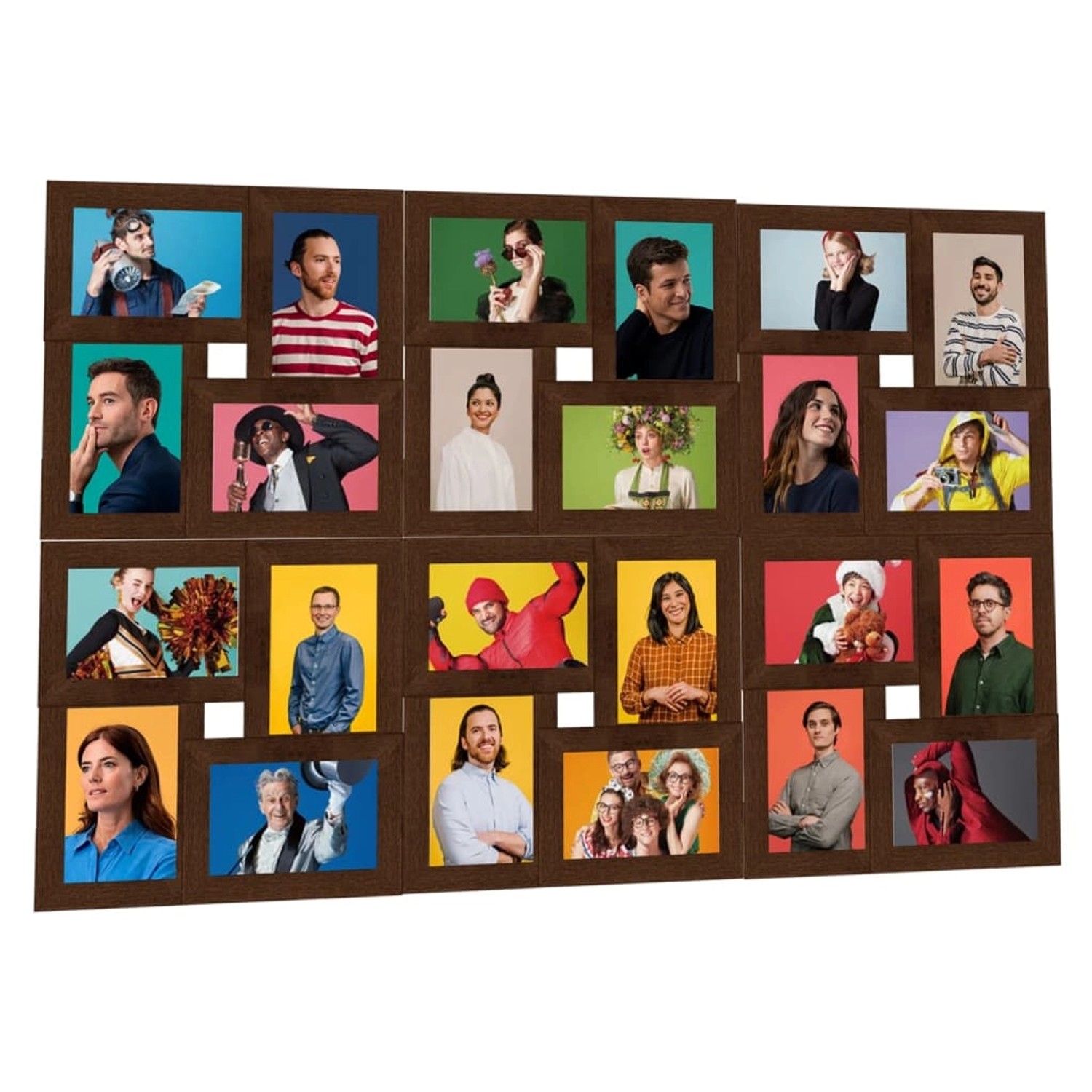 vidaXL Collage Bilderrahmen für 24x13x18 cm Fotos Dunkelbraun MDF