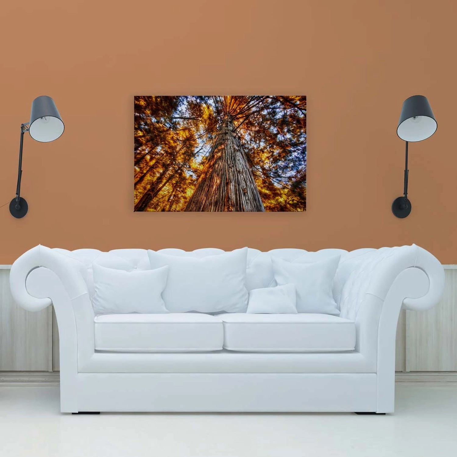 Bricoflor Herbstbild Orange Blau Für Wohnzimmer Und Schlafzimmer Herbstwald Leinwand In 120 X 80 Cm Für Schlafzimmer Und Büro