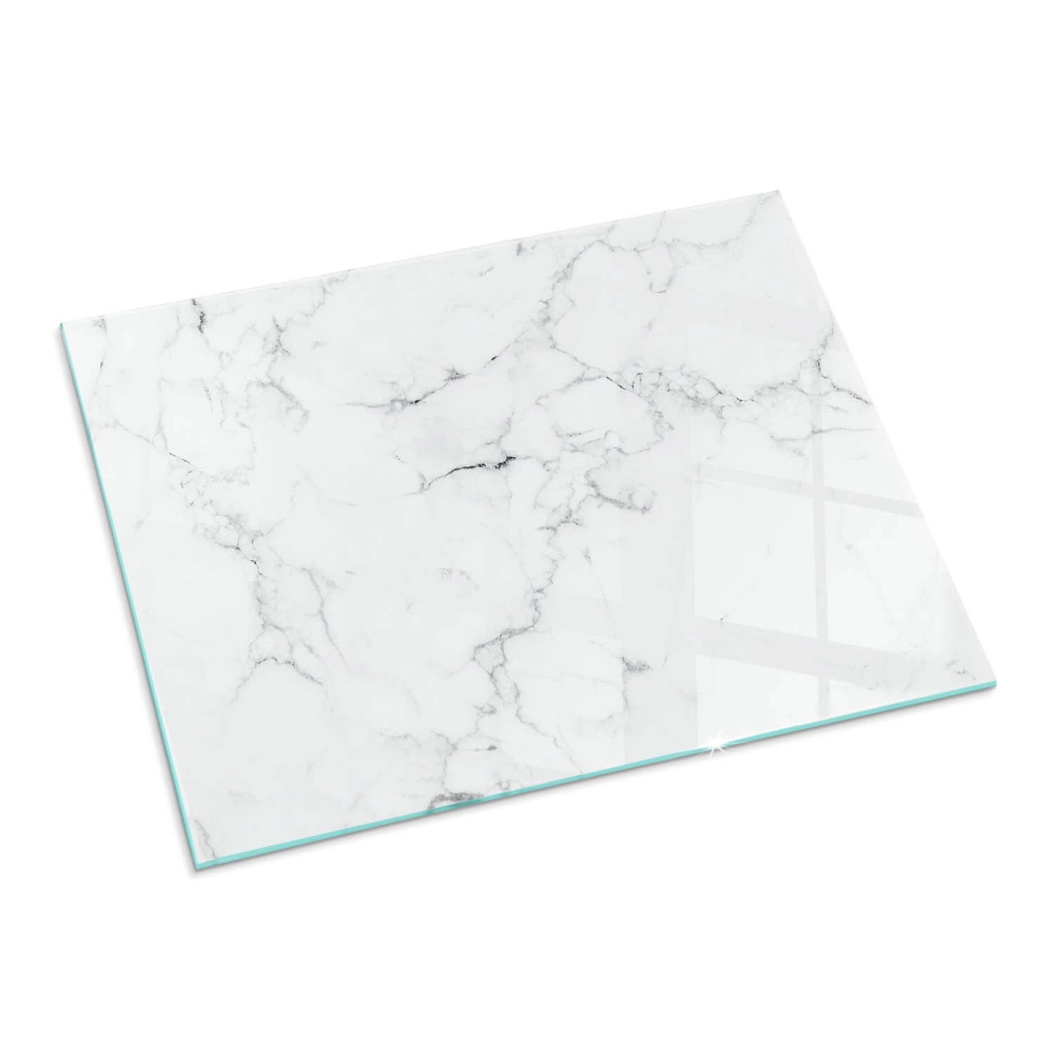 Tulup Glasplatte für Kamin Geädertes Marmormuster Glas unter Kamin Rechteck 80x60 cm Weiß Glasplatte für Kamin Glasplatte unter Kamin