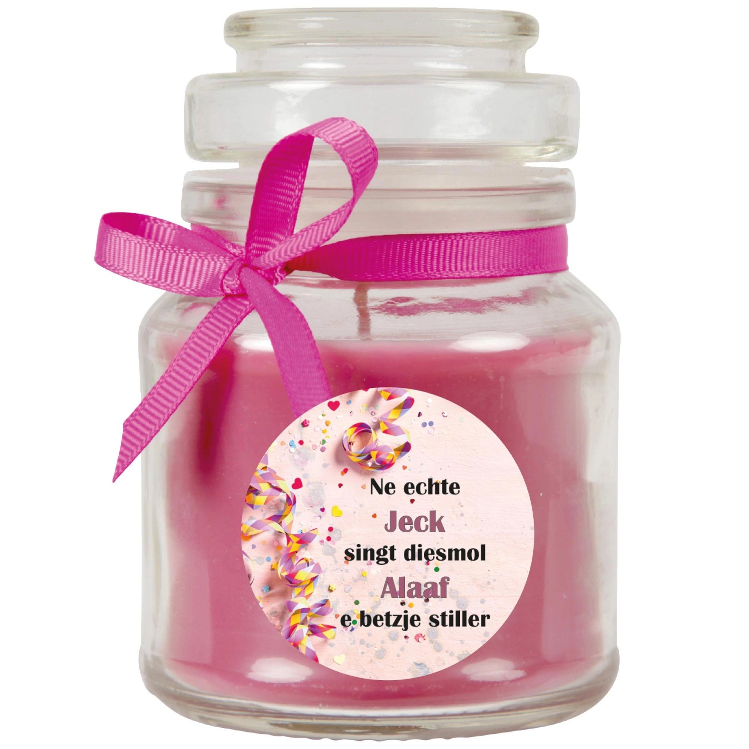 HS Candle Duftkerze & Glas Karneval Lila Bonbon 30h