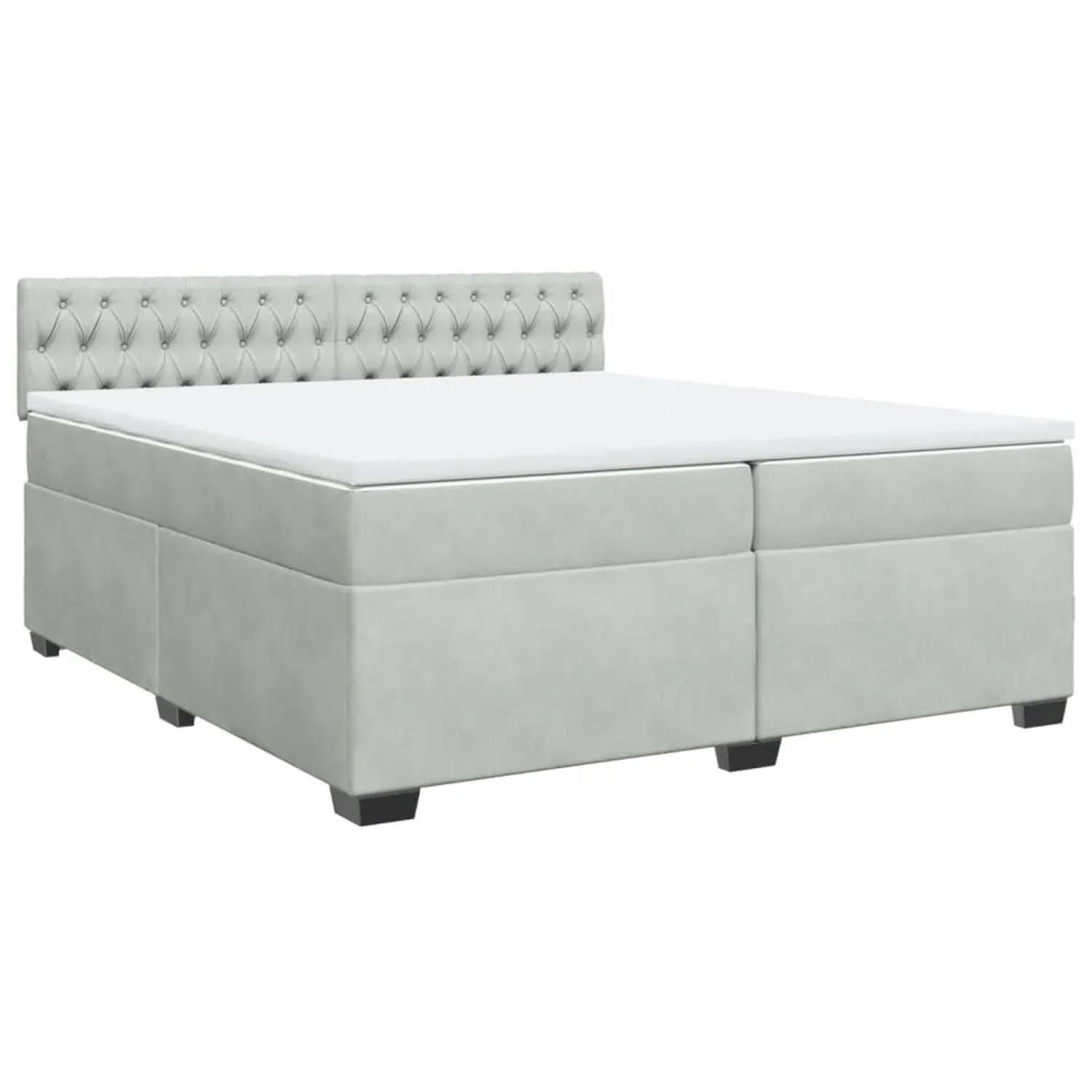 vidaXL Boxspringbett mit Matratze Hellgrau 200x200 cm Samt2099298