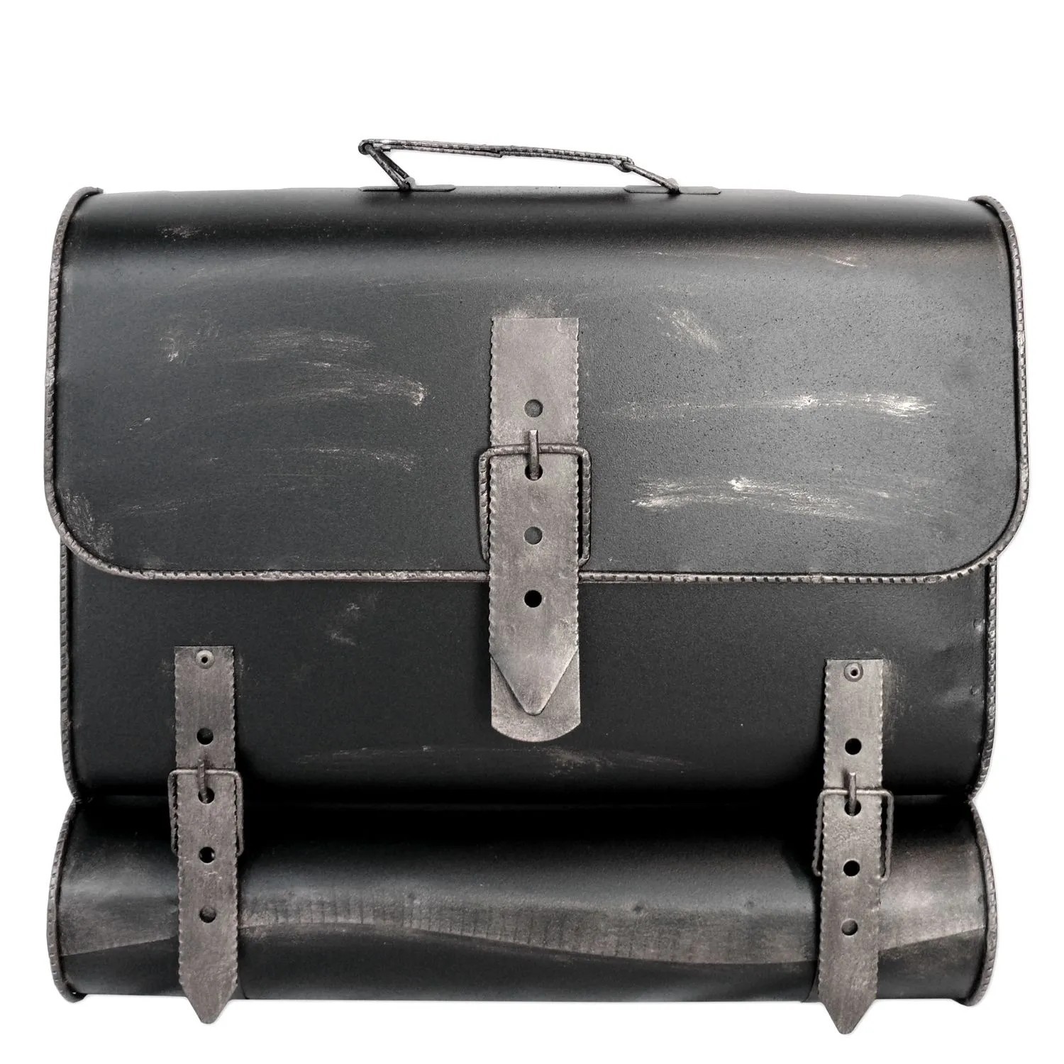 HMF 505-09 Briefkasten Antik UNIKAT Handarbeit Schulranzen Design Zeitungsrolle Silber