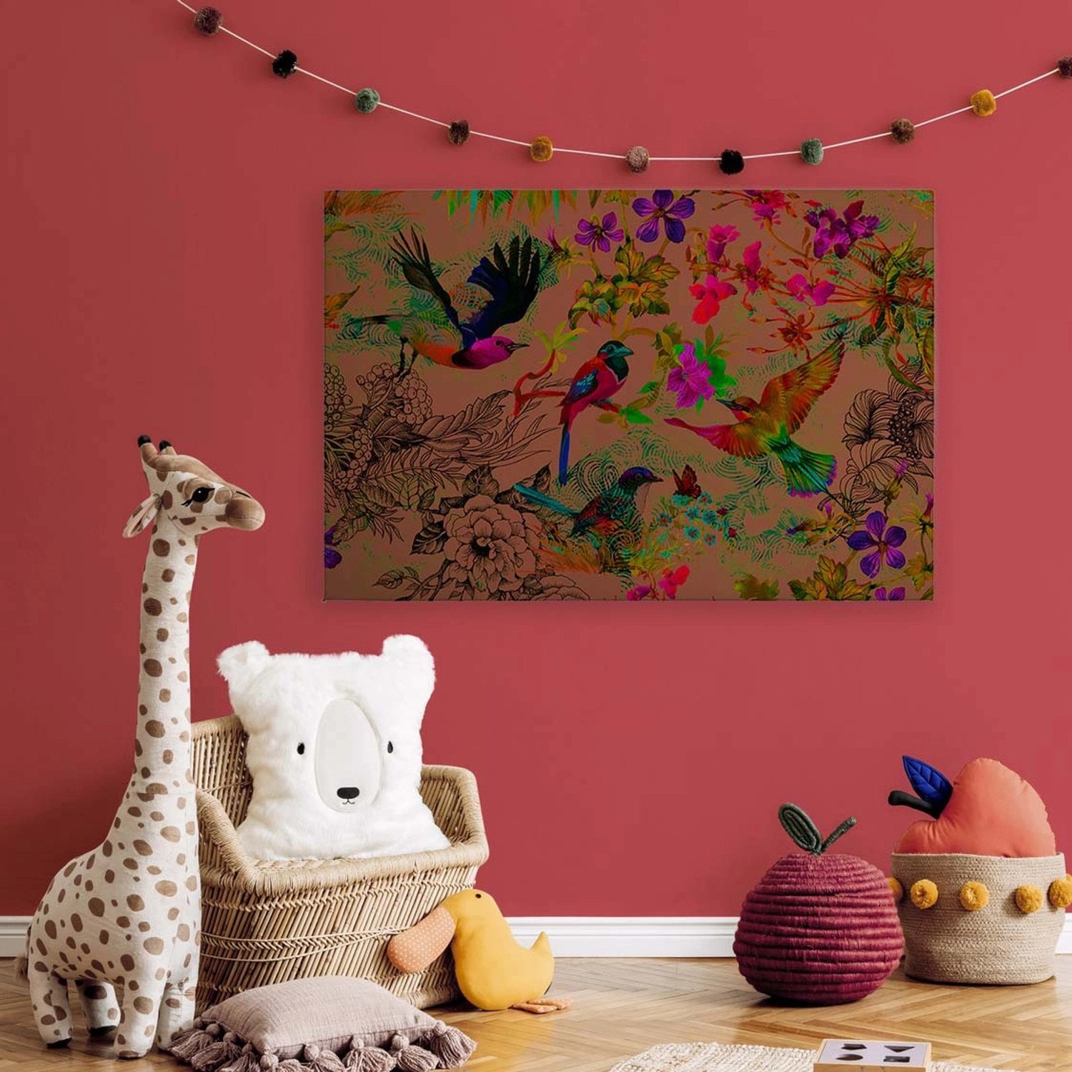 Bricoflor Leinwandbild In Neon Vogel Wandbild Exotisch Für Jugendzimmer Und Schlafzimmer Deko Bild Exotisch In 120 X 80 Cm