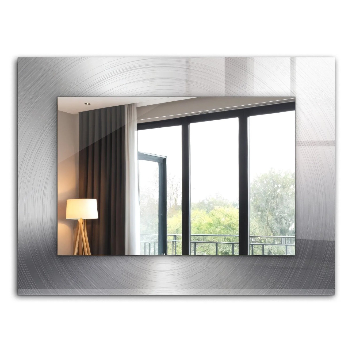 Tulup Bedruckter Spiegel Runde Metalloberfläche 80x60 cm Rechteckig Spiegel Bedrucktem Rahmen Dekorative Spiegel Spiegel mit Ornamenten