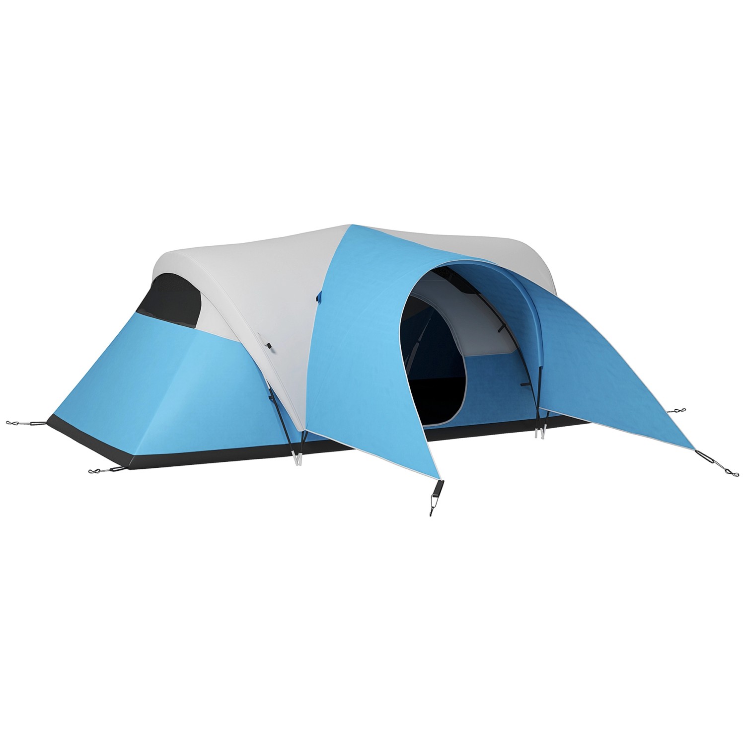 Outsunny Tunnelzelt Campingzelt Polyester Blau 550L x 300B x 198H cm