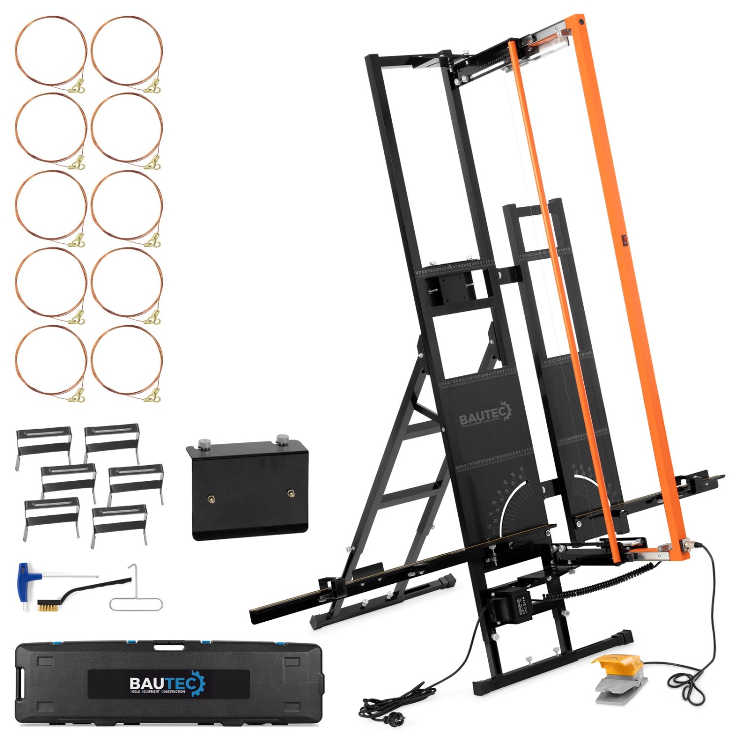 BAUTEC Styroporschneider ALUCUTTER PROFI 200W Kofferset mit 10 Schneidedrähten und Profi-Zubehör