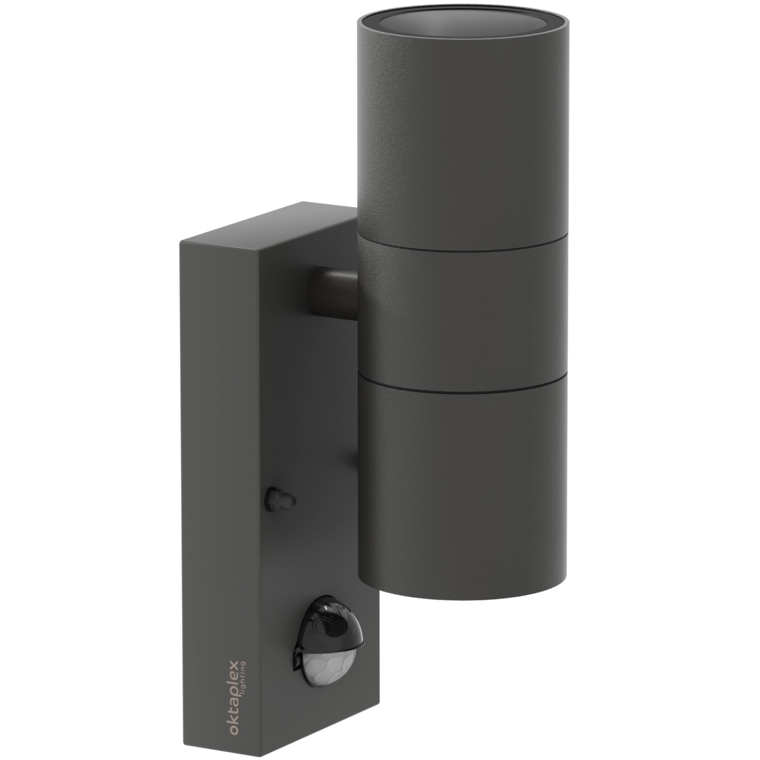 Oktaplex Chile Außenwandleuchte mit Bewegungsmelder Edelstahl 2x GU10 Fassung Anthrazit