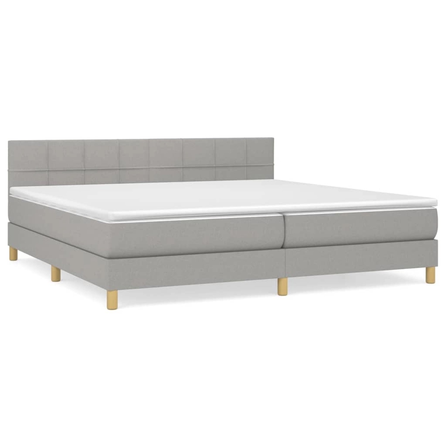 vidaXL Boxspringbett mit Matratze Hellgrau 200x200 cm Stoff1399006