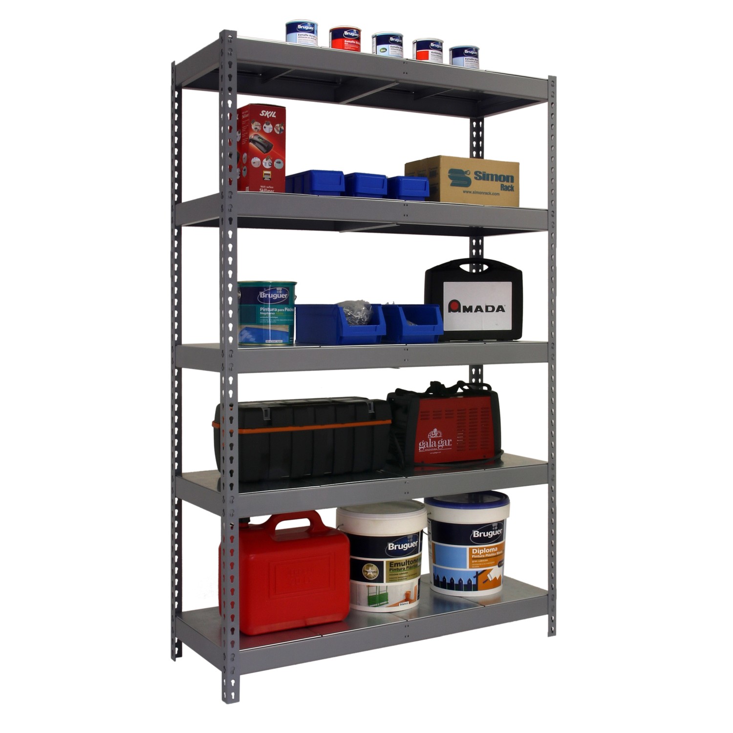 PROREGAL Schwerlastregal Metal Yeti Light Five HxBxT 200 x 100 x 60 cm Fachlast 300 kg Grau