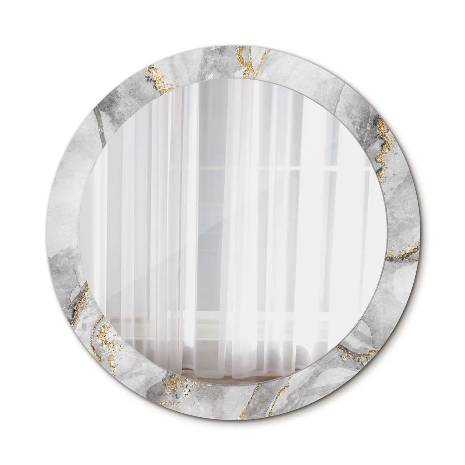 Tulup Bedruckte Spiegel Marmormuster 80x80 cm Runder Spiegel mit Dekoration Dekorativer Spiegel Spiegel Ornamente