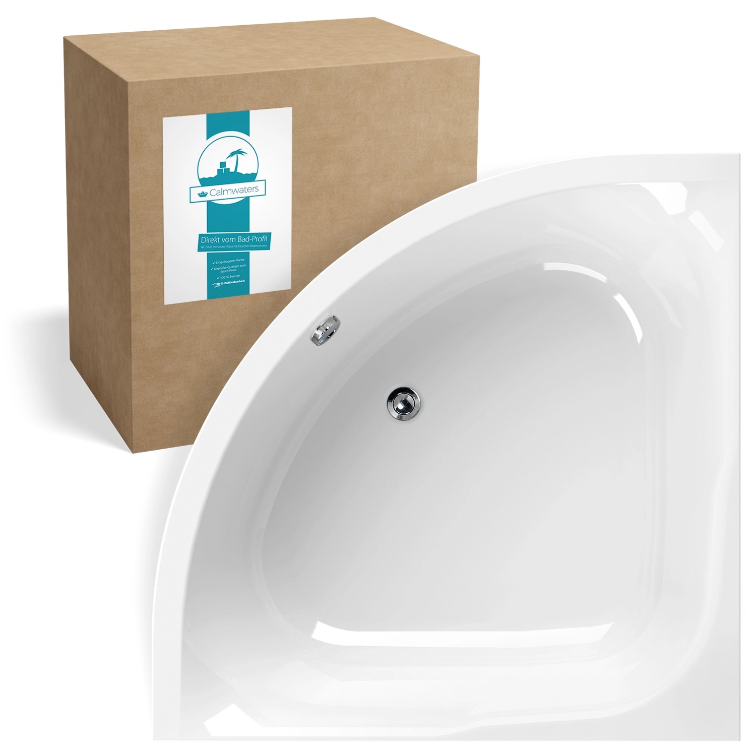 Calmwaters Eckbadewanne Modern Small 2 120x120 cm Duowanne Acryl 02SL2970