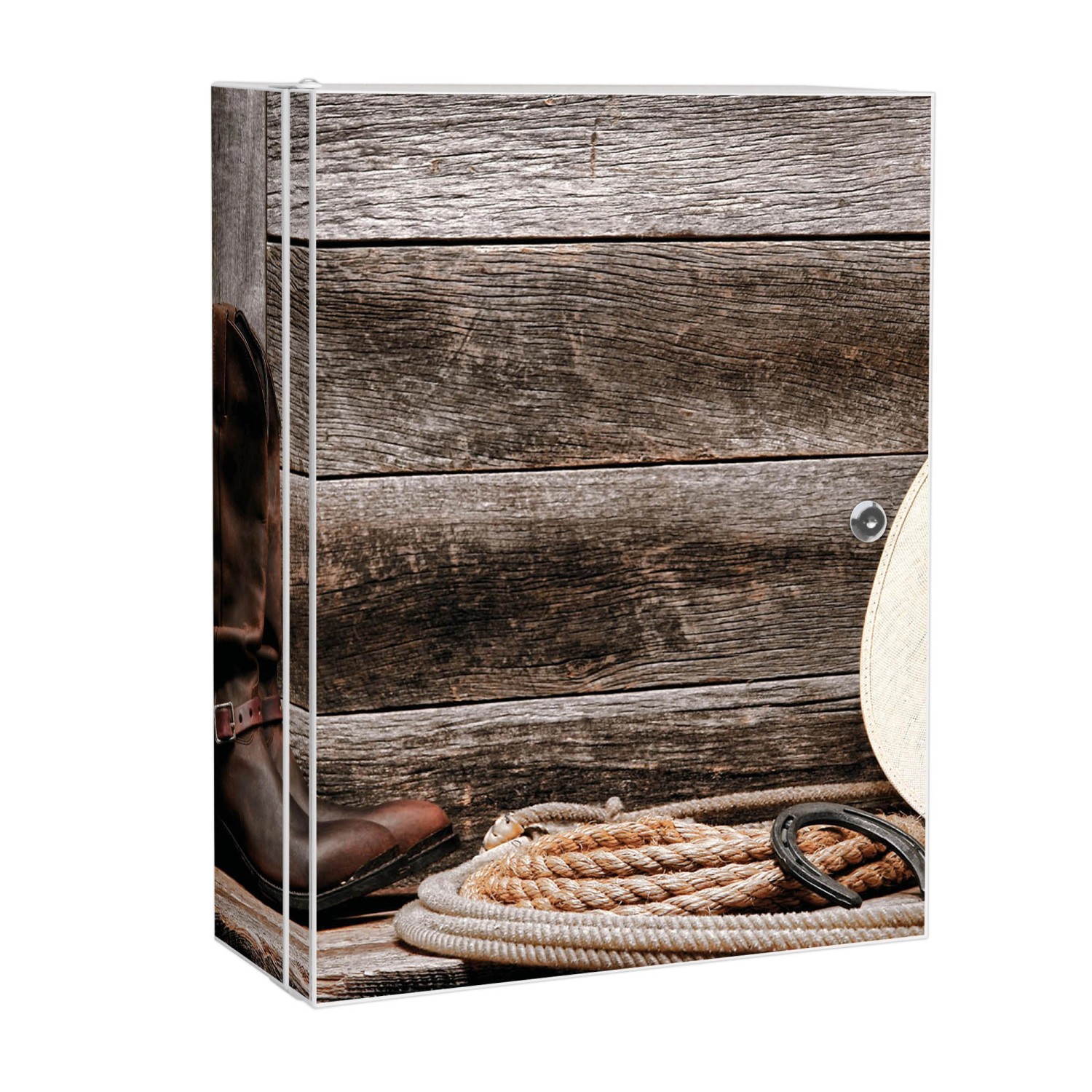 Banjado XXL Medizinschrank Abschliessbar 35x46x15cm Arzneischrank Weiß Aus Metall Mit Motiv Linedance Set