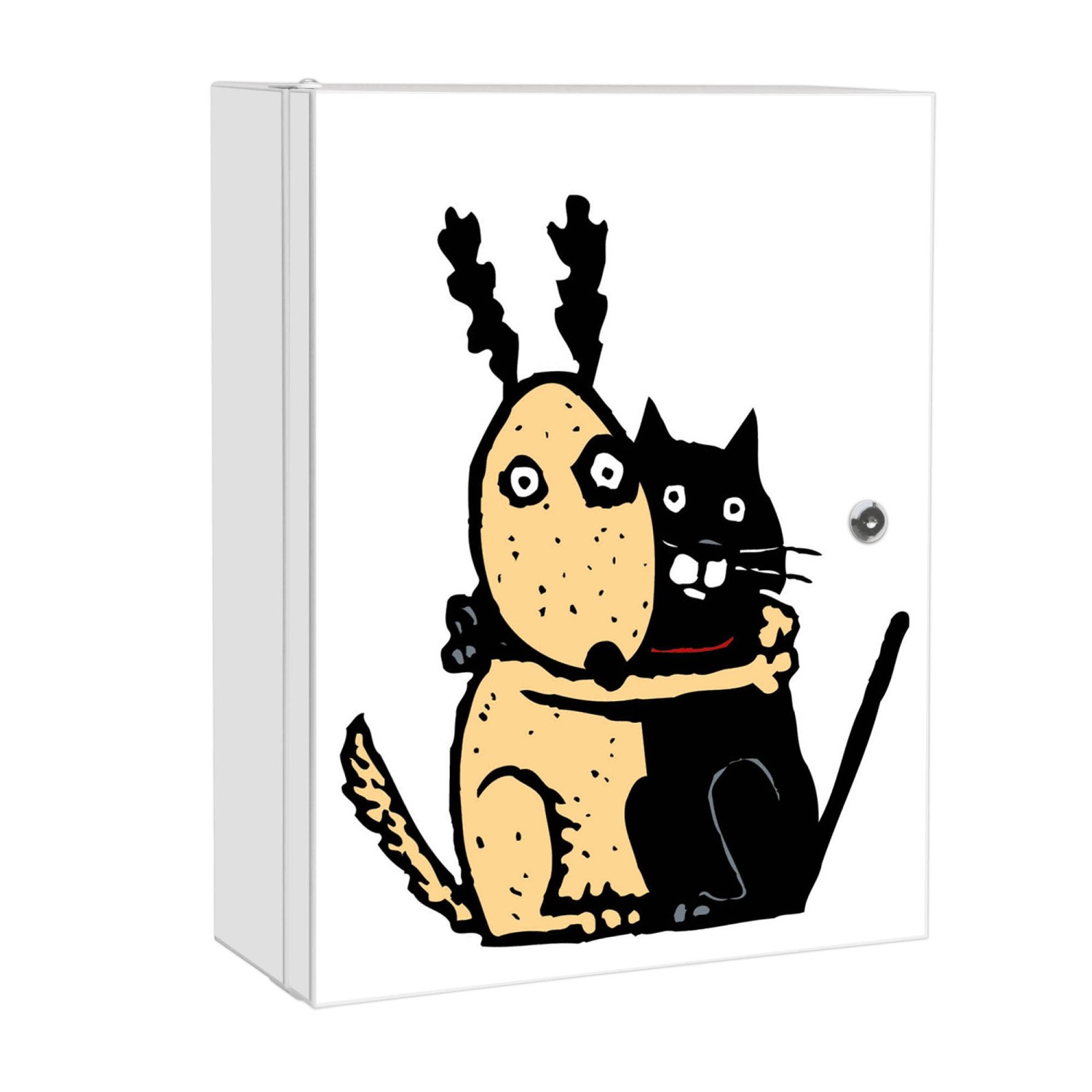 Banjado XXL Medizinschrank Abschliessbar 35x46x15cm Arzneischrank Weiß Aus Metall Mit Motiv Beste Freunde Immer