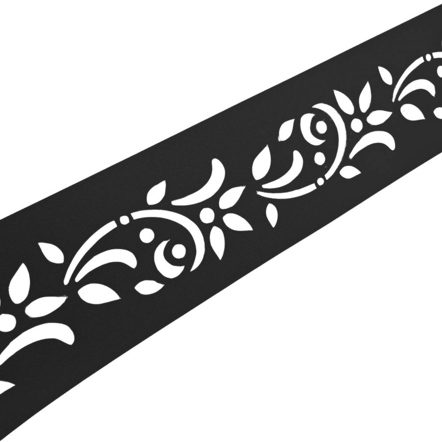 zaunzu Sichtschutz PREMIUM Dekor Floral1 Sichtschutz Schwarz 2,55m