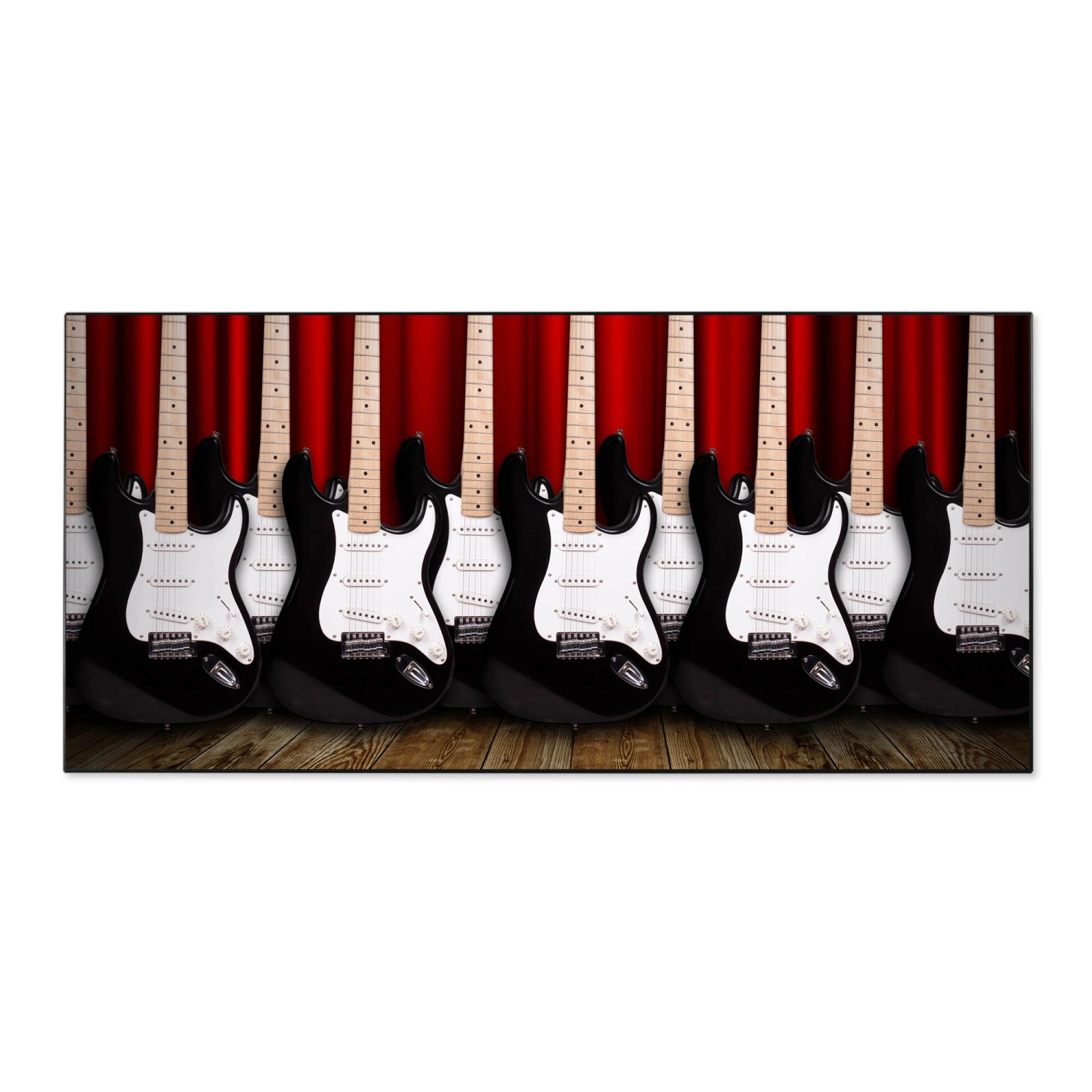 Banjado Magnettafel 78x37cm Magnetwand Schwarz Aus Metall Magnetpinnwand Pinnwand Inkl. 4 Magnete Motiv E-Gitarren