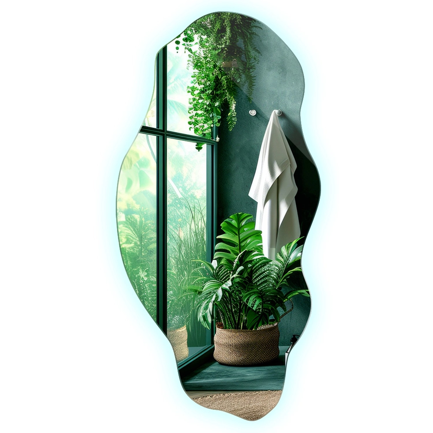 Tulup LED Spiegel Ausgefallene Spiegel Mit LED 45x90 cm LED Organische Spiegel Kaltweiß 6500K