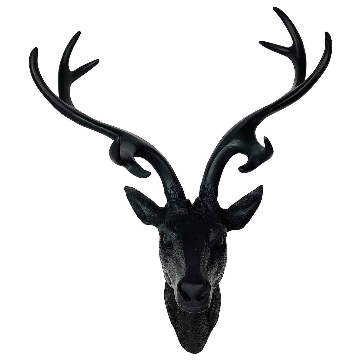 Mojawo XL Hirschgeweih Hirschkopf Geweih 10 Ender Schwarz 30x18x40cm Figur Skulptur