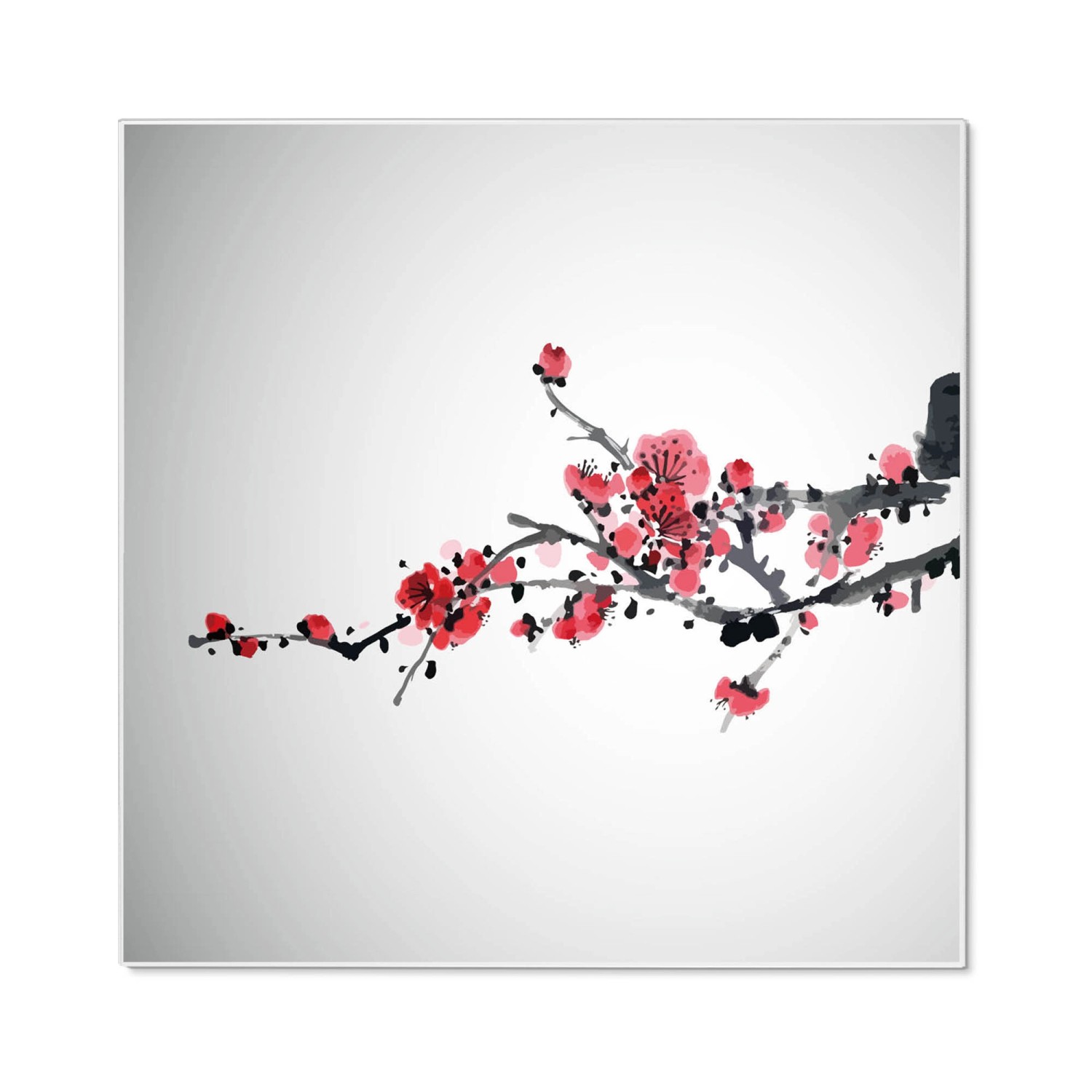 Banjado Magnettafel 50x50cm Magnetwand Weiß Aus Metall Magnetpinnwand Pinnwand Inkl. 4 Magnete Motiv Japanische Blüten 2