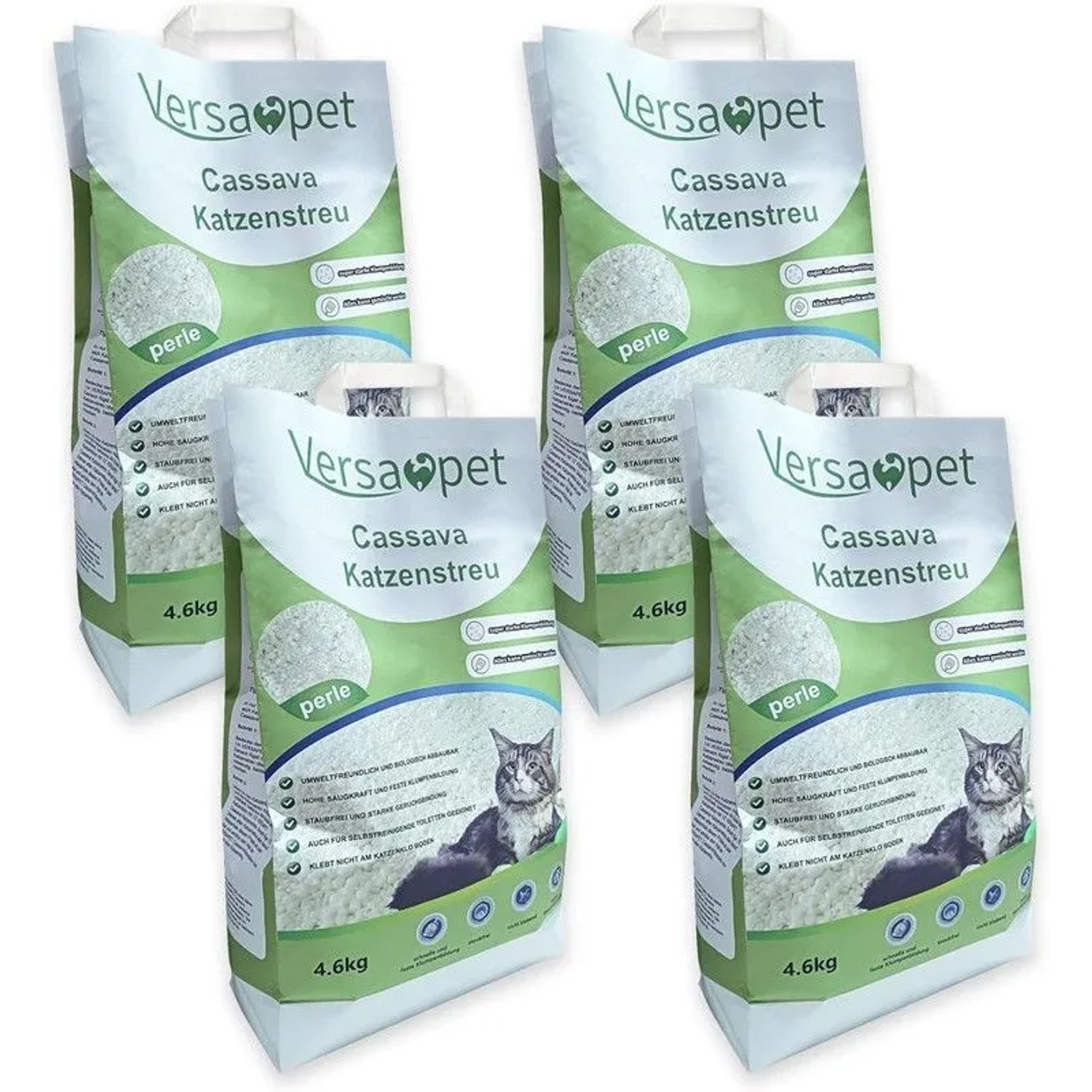 Versapet Cassava Katzenstreu 40L 18.4kg Klumpstreu für Katzenklo Staubarm Geruchsbindend