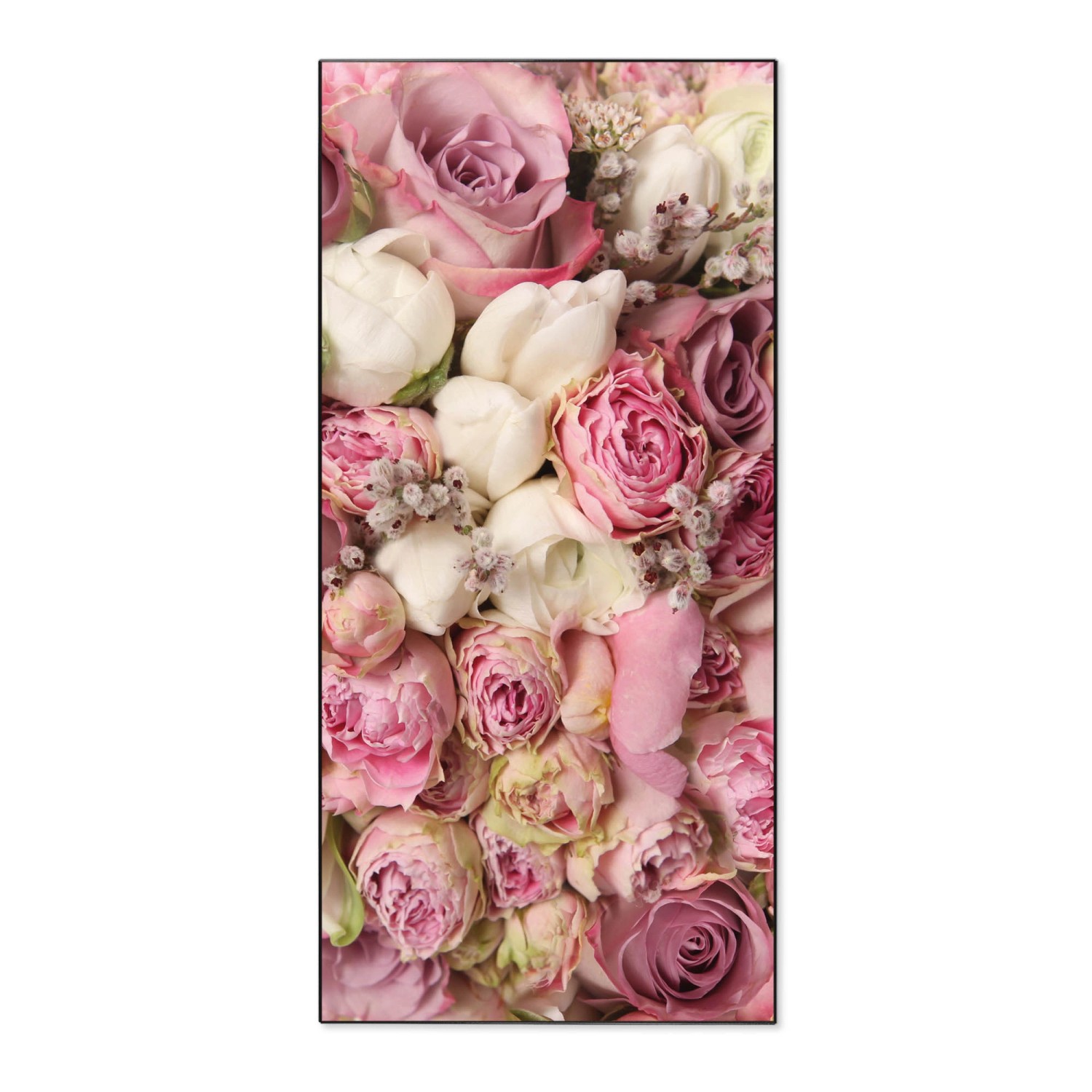 Banjado Magnettafel 37x78cm Magnetwand Schwarz Aus Metall Magnetpinnwand Pinnwand Inkl. 4 Magnete Motiv Strauss Rosen