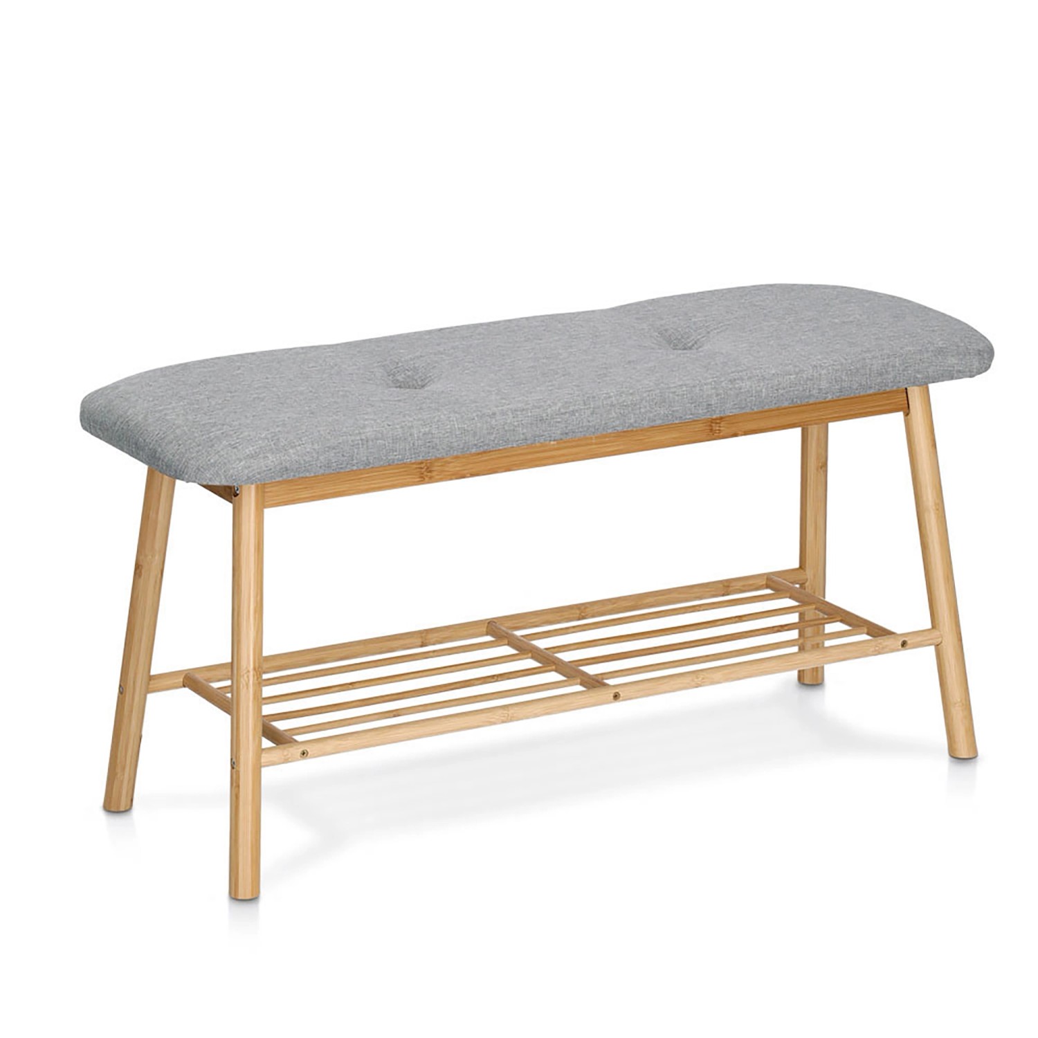 Zeller Schuhbank mit Ablage Bambus/Leinen 44 cm x 30 cm x 89,5 cm Grau