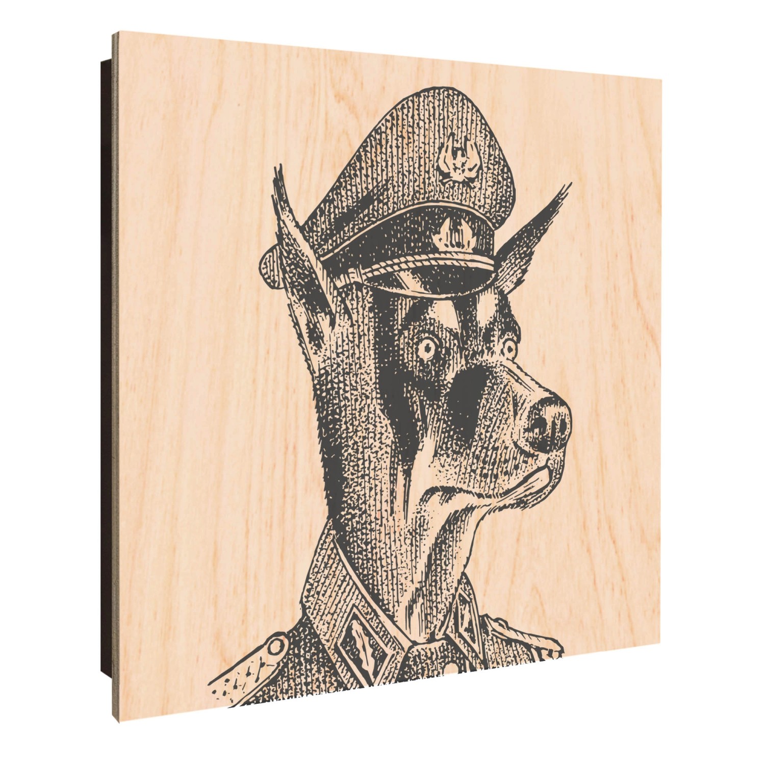 Banjado Schlüsselkasten Holz 30x30cm Schwarz Scharnier Rechts 50 Haken Design Schlüsselbox Motiv Herr Hund 2