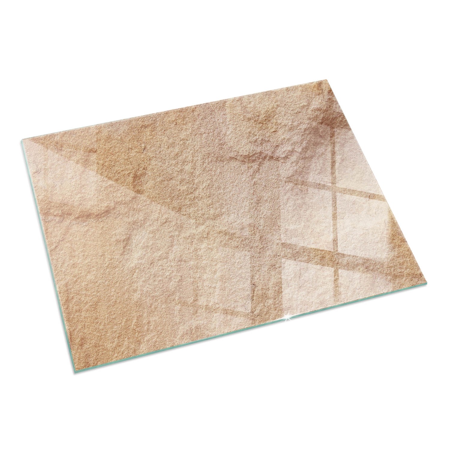 Tulup Glasplatte für Kamin Natursteinstruktur Glasplatte unter Kaminöfen Rechteck 120x80 cm Beige Glasplatte für Kamin Vorlegeplatte für Kaminöfen