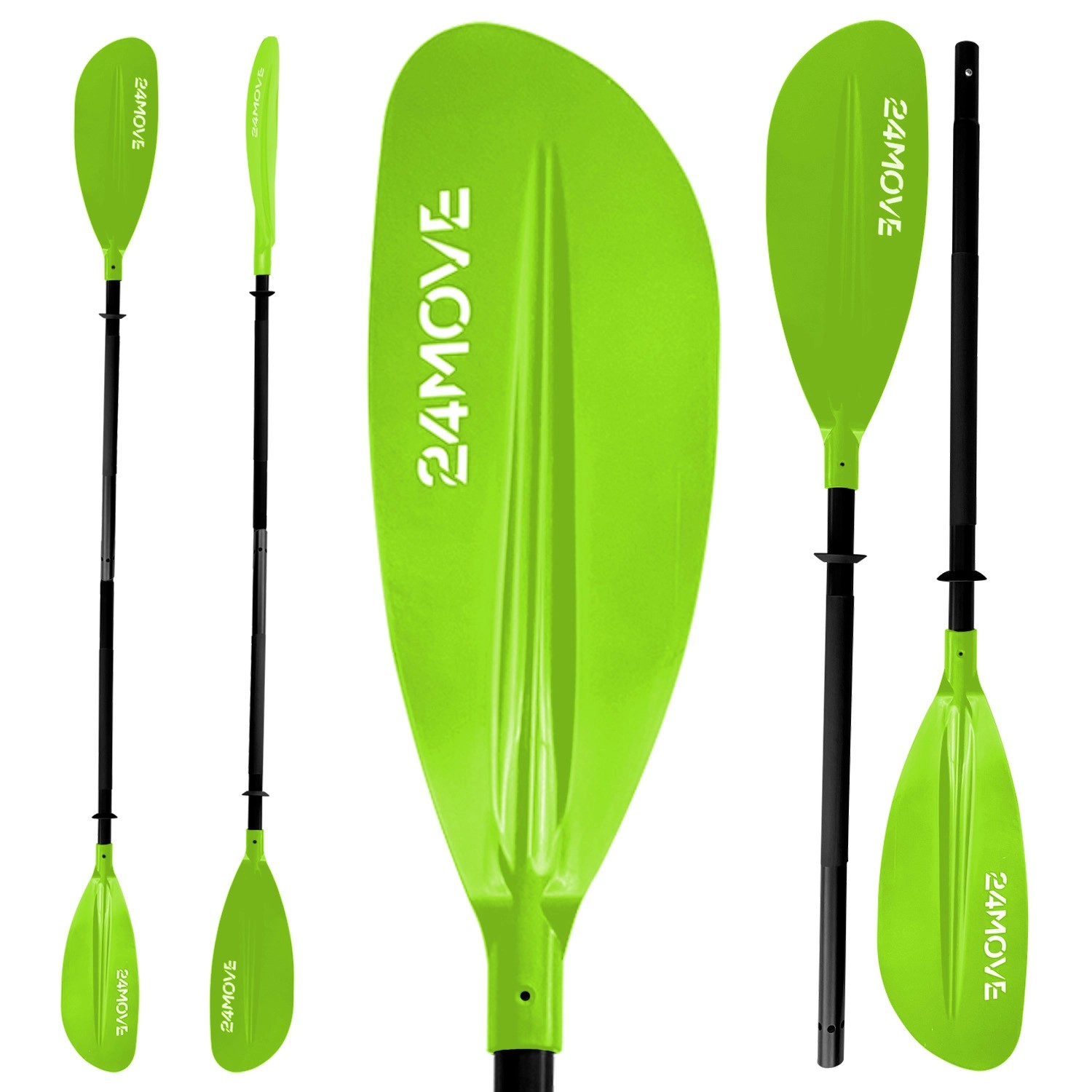 24MOVE Doppelpaddel Aluminium Paddel Stand-Up Paddling Kajak 220CM Verstellbar Grün