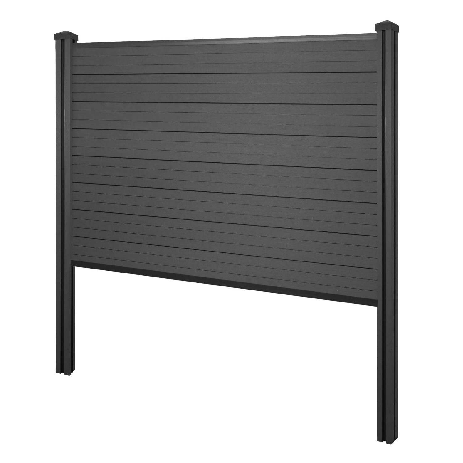 MCW WPC-Sichtschutz Savoie Zaun Windschutz WPC-Pfosten Zum Einbetonieren - Basiselement 195cm Anthrazit